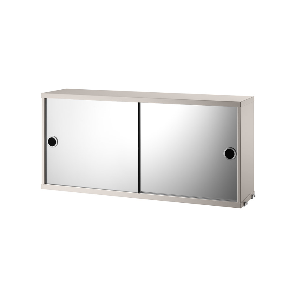 String Skåp m spegeldörrar 78x20x37 beige