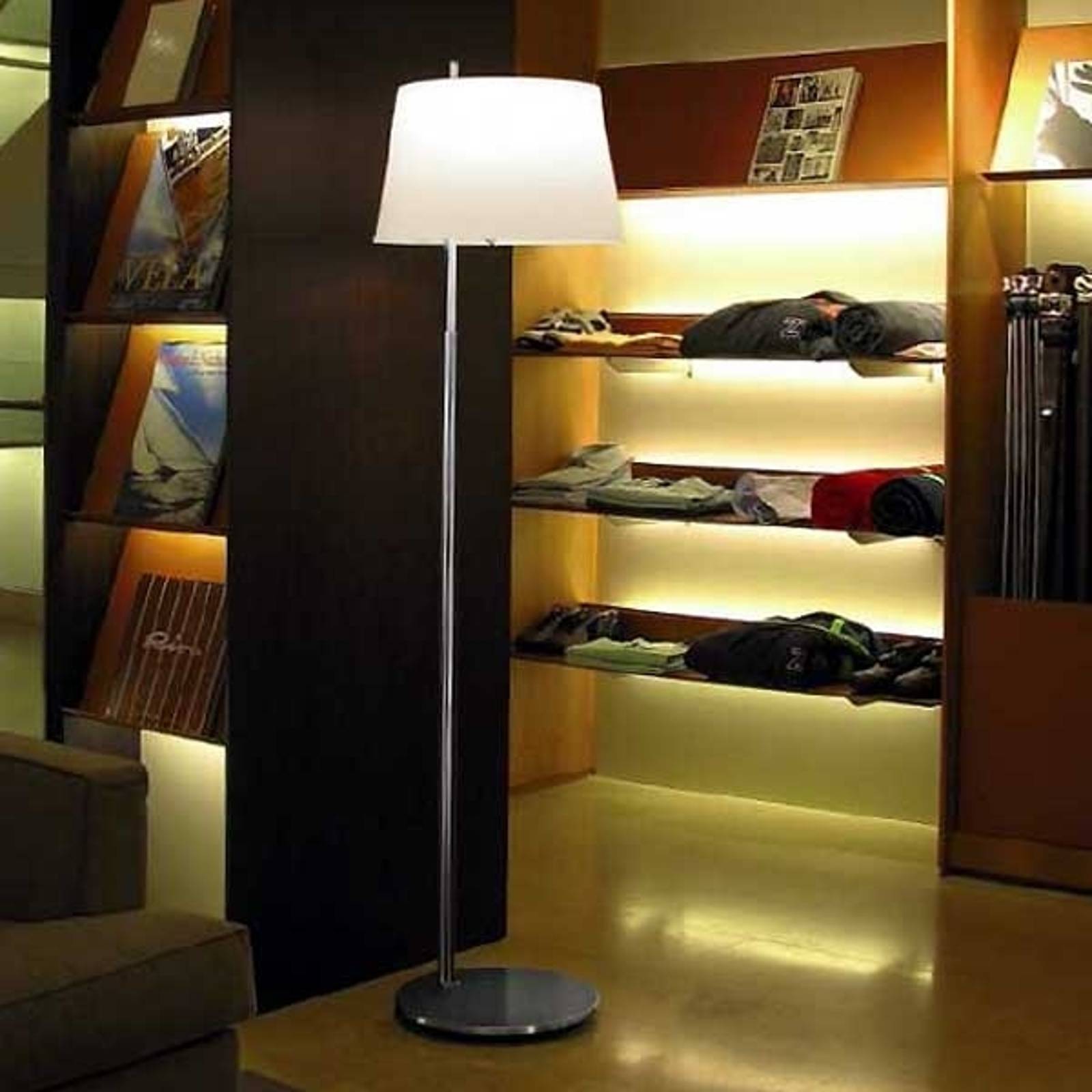 Passion designergolvlampa Fontana Arte, förkromad