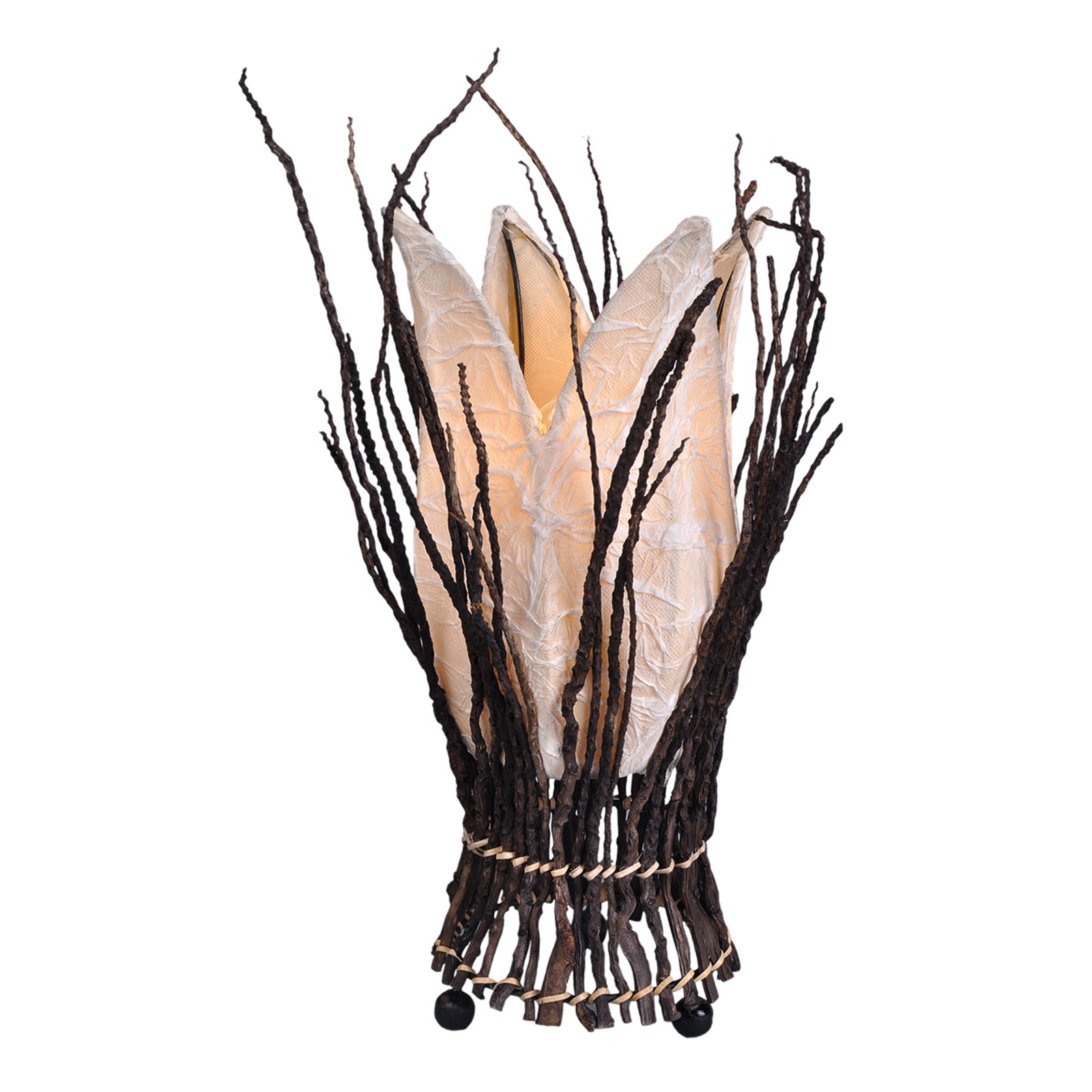 Blommig bordslampa Stella, creme