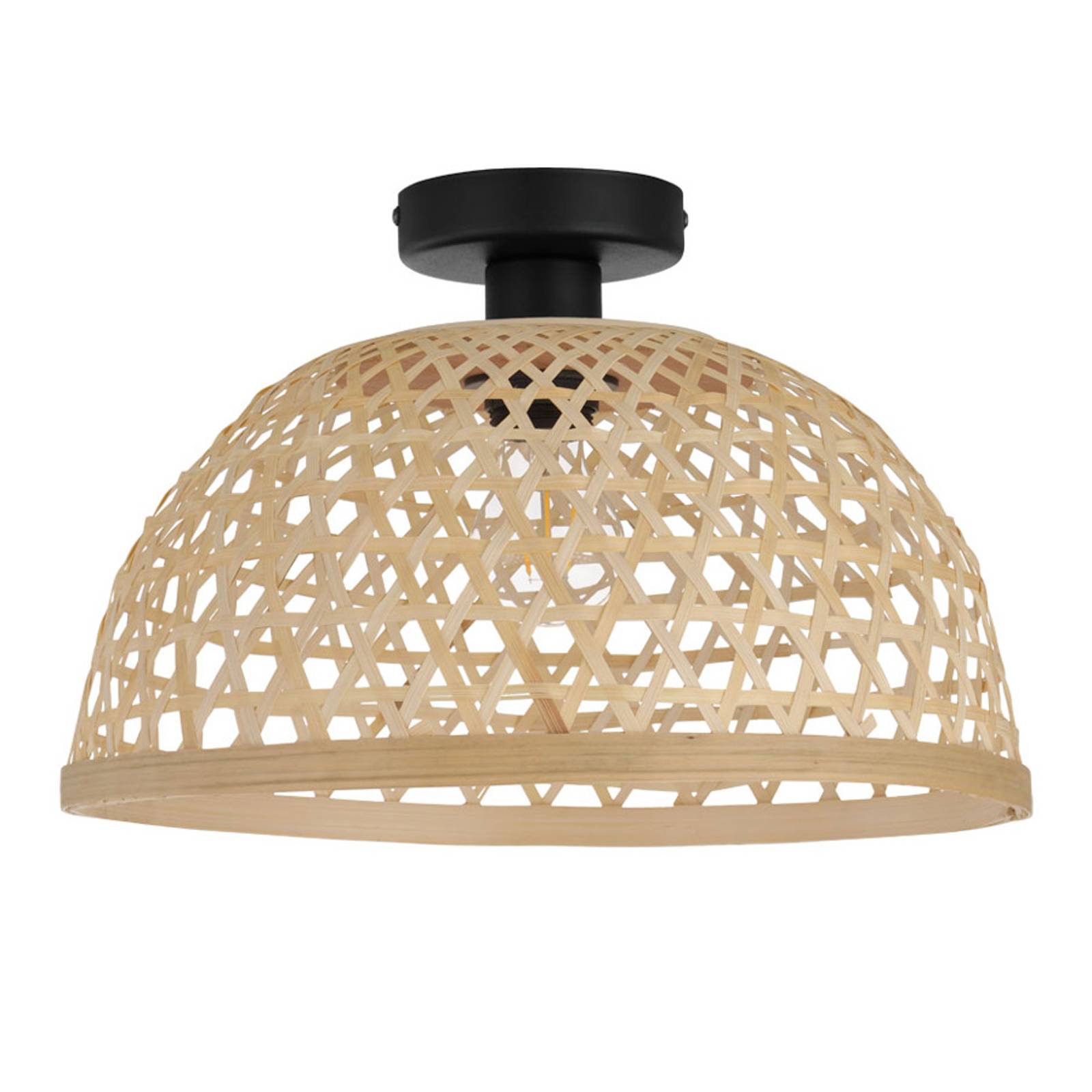 Taklampa Claverdon med vävd lampskärm natur