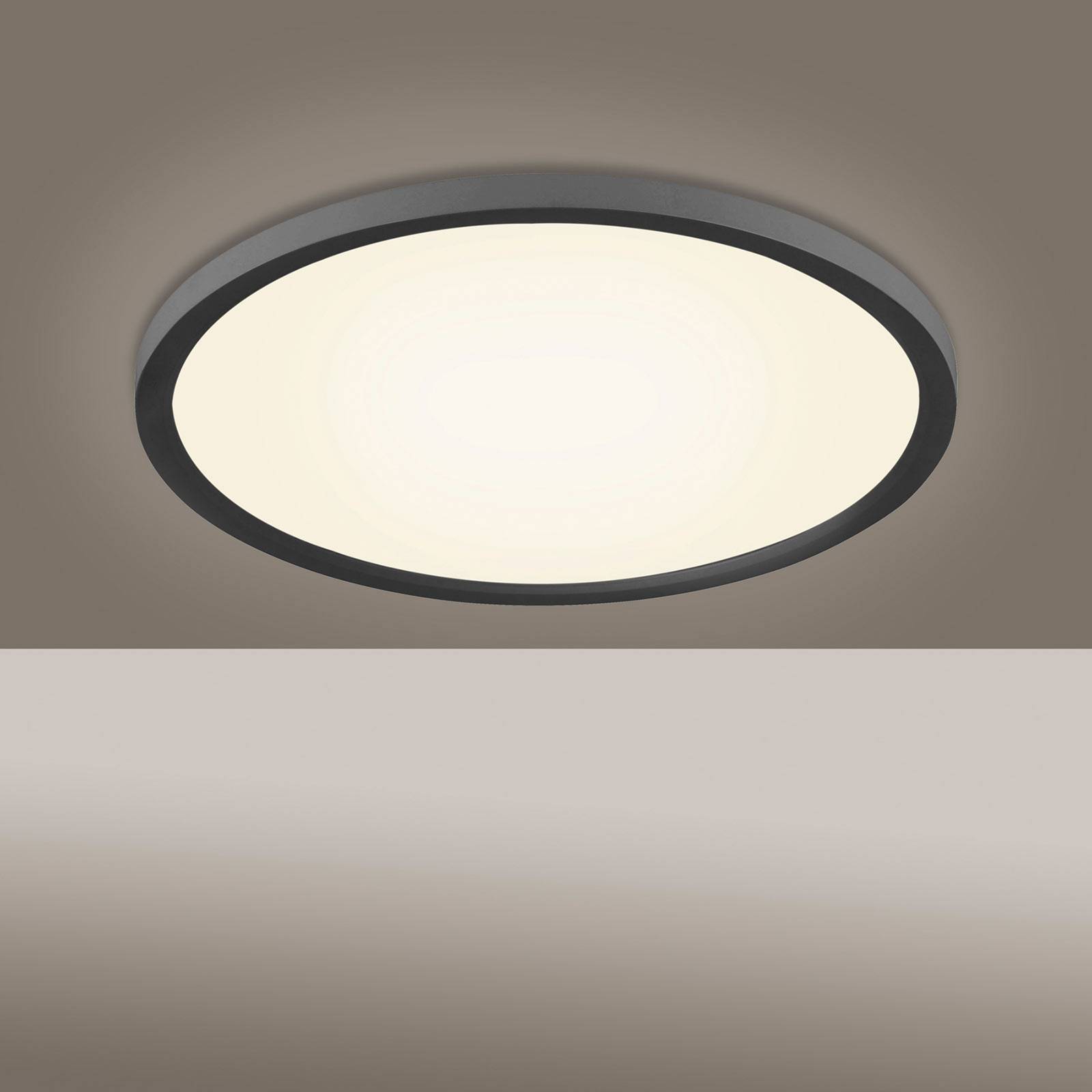 LED-taklampa Flat CCT, Ø 40 cm, svart