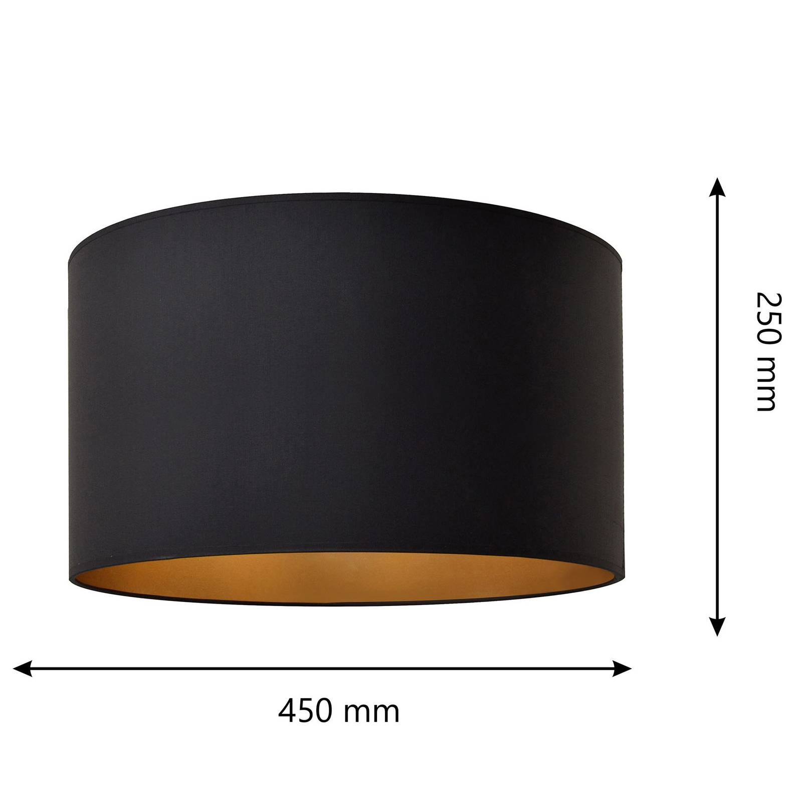 Lampskärm Alba, Ø 45 cm, E27, svart/guld