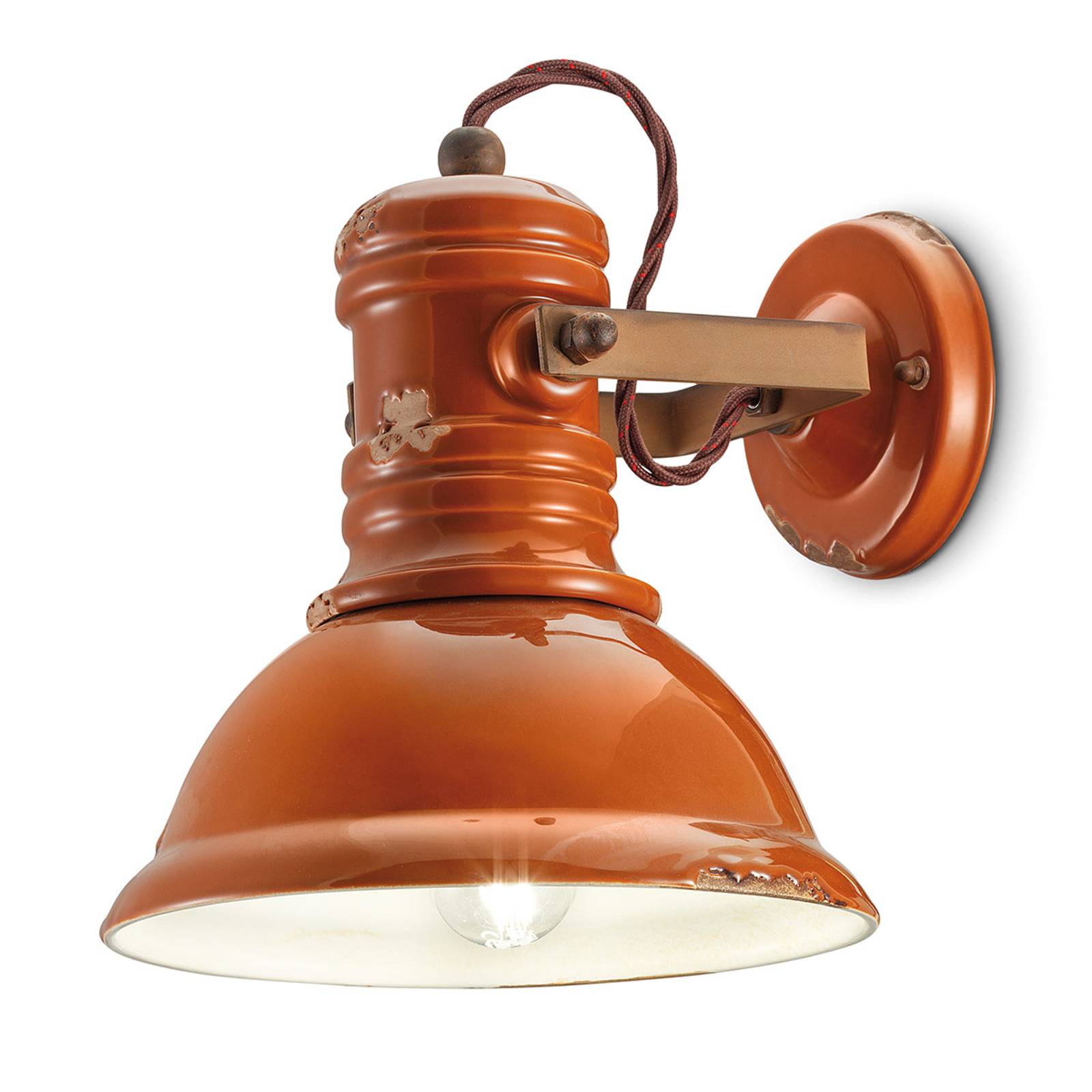 Keramik-vägglampa C1693 i industristil orange