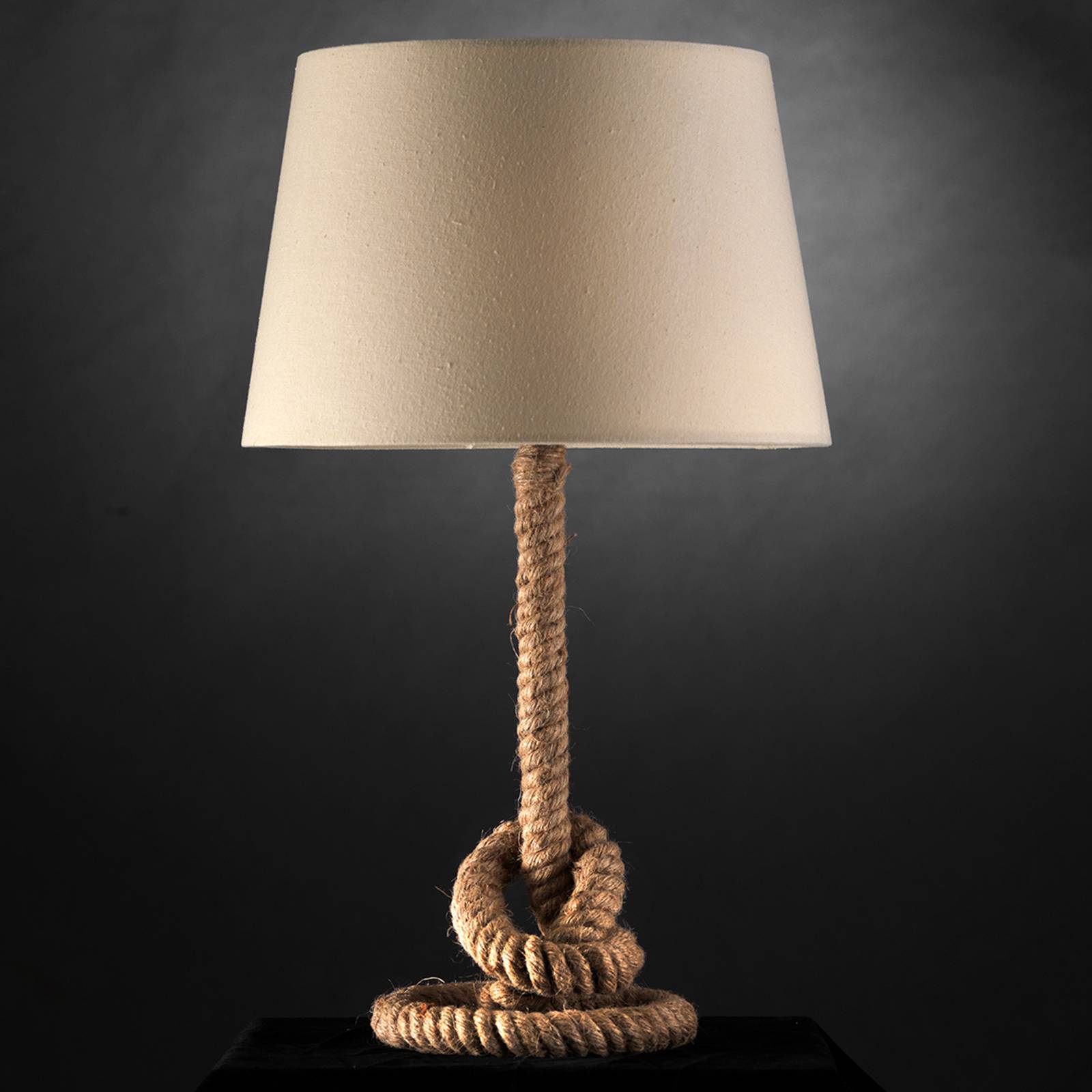 Bordslampa Corda med repdekoration och tygskärm