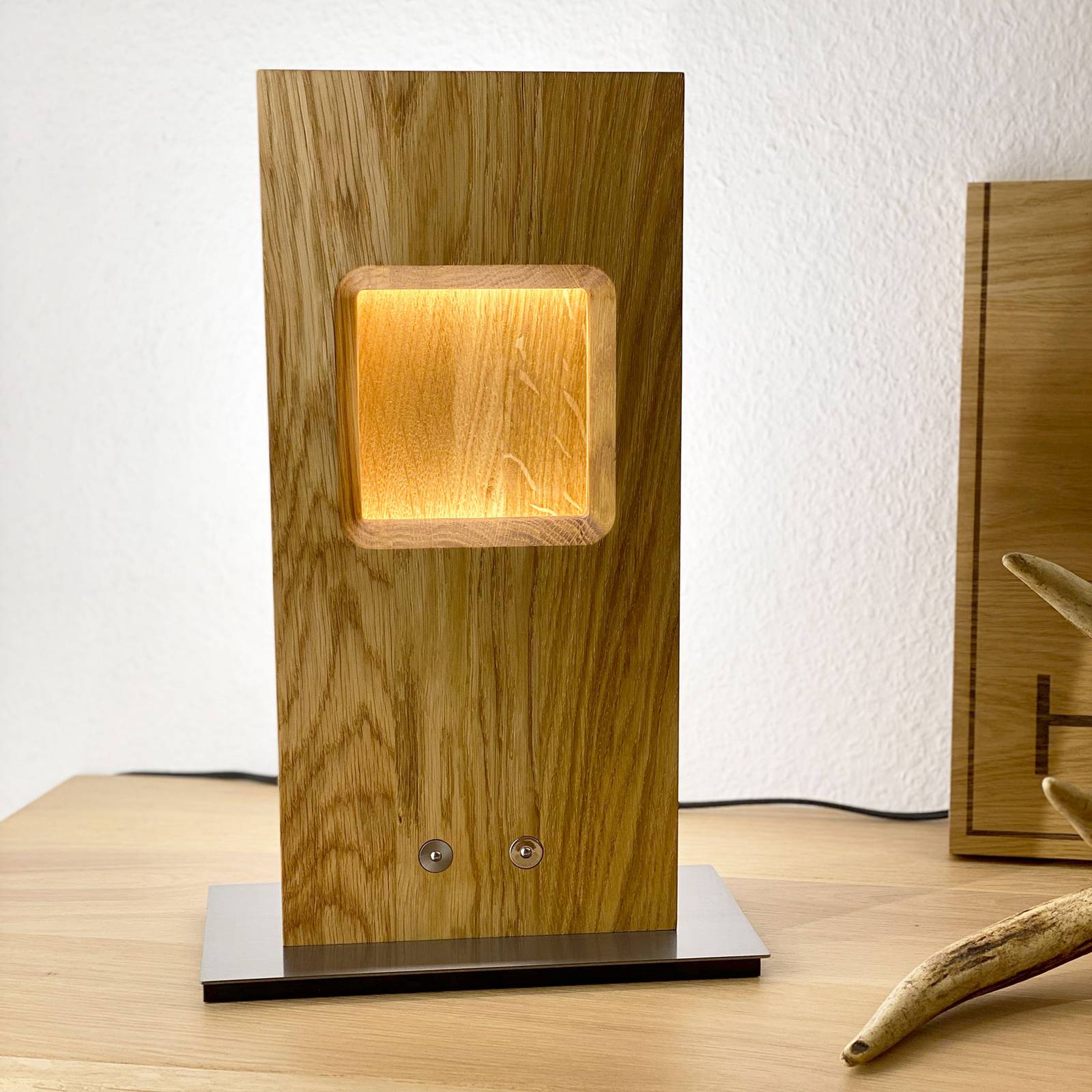 HerzBlut Pan LED-bordslampa, oljad ek, dimbar