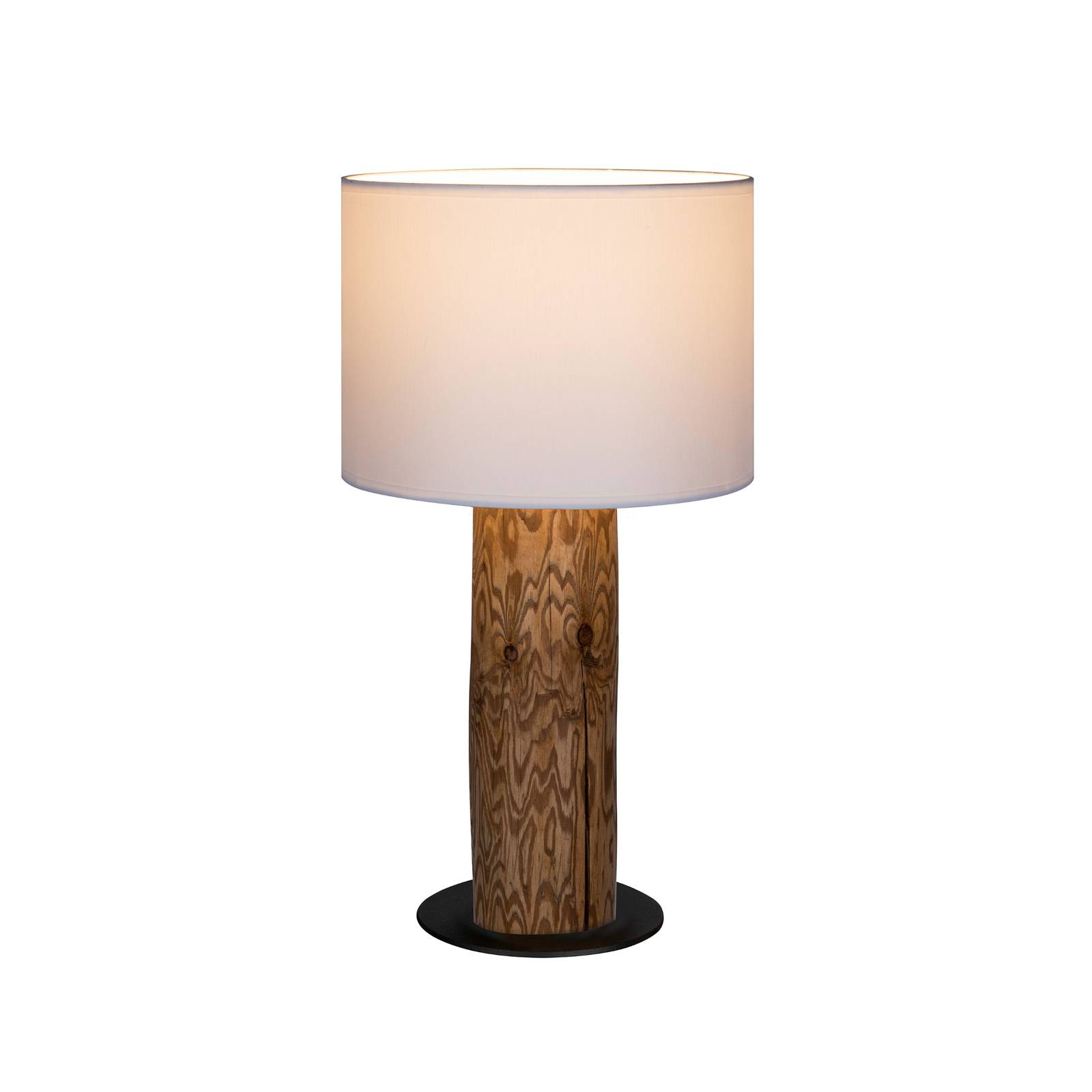 Bordslampa Pino Simple, skärm vit, fot brun