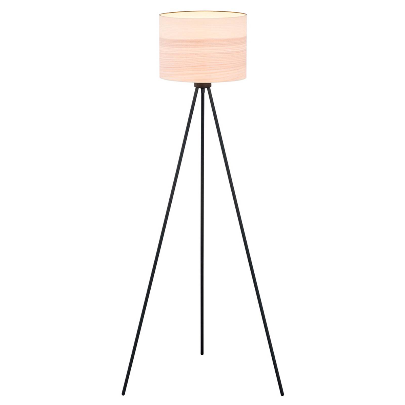 Golvlampa Harris, treben, svart/ljust trä