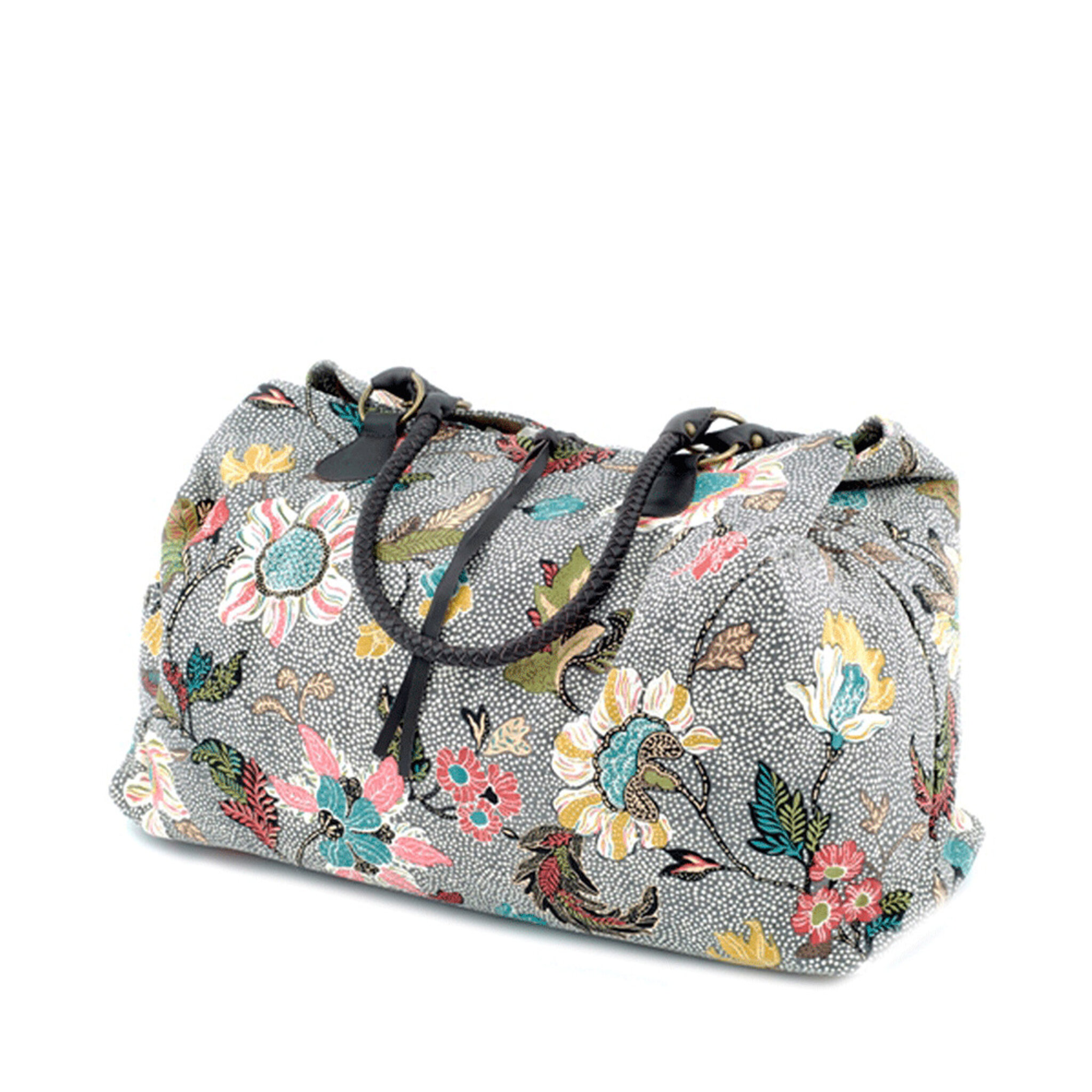 Weekend Bag Grey Flower Linen