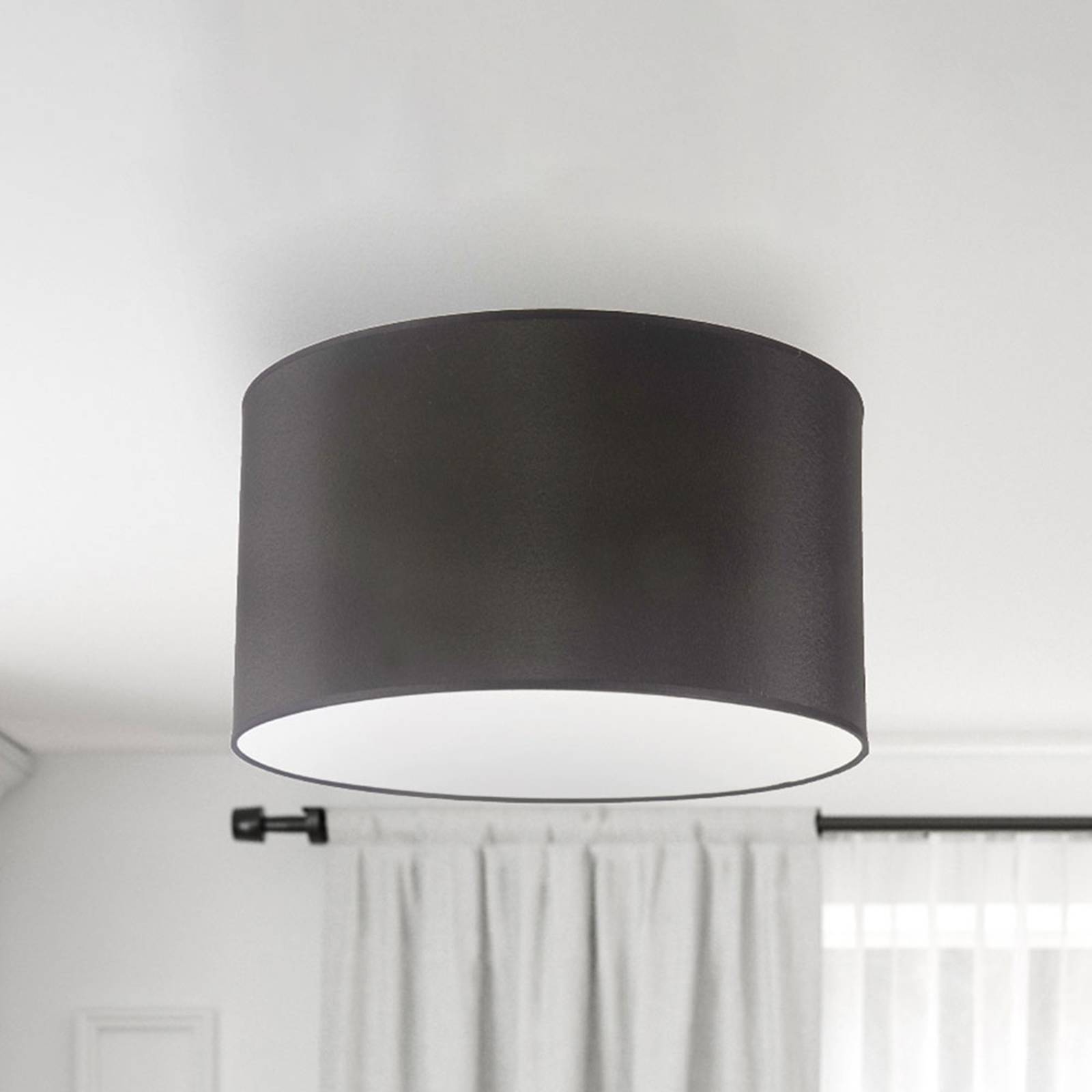 Taklampa Dorset av textil, svart