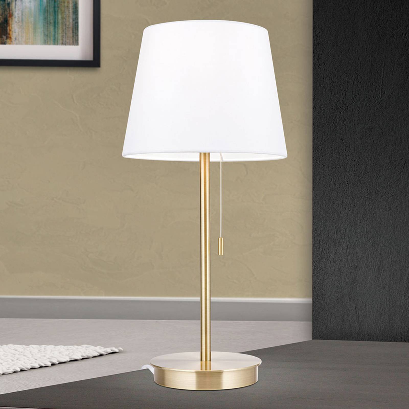 Bordslampa Ludwig med USB-port vit/gammal mässing