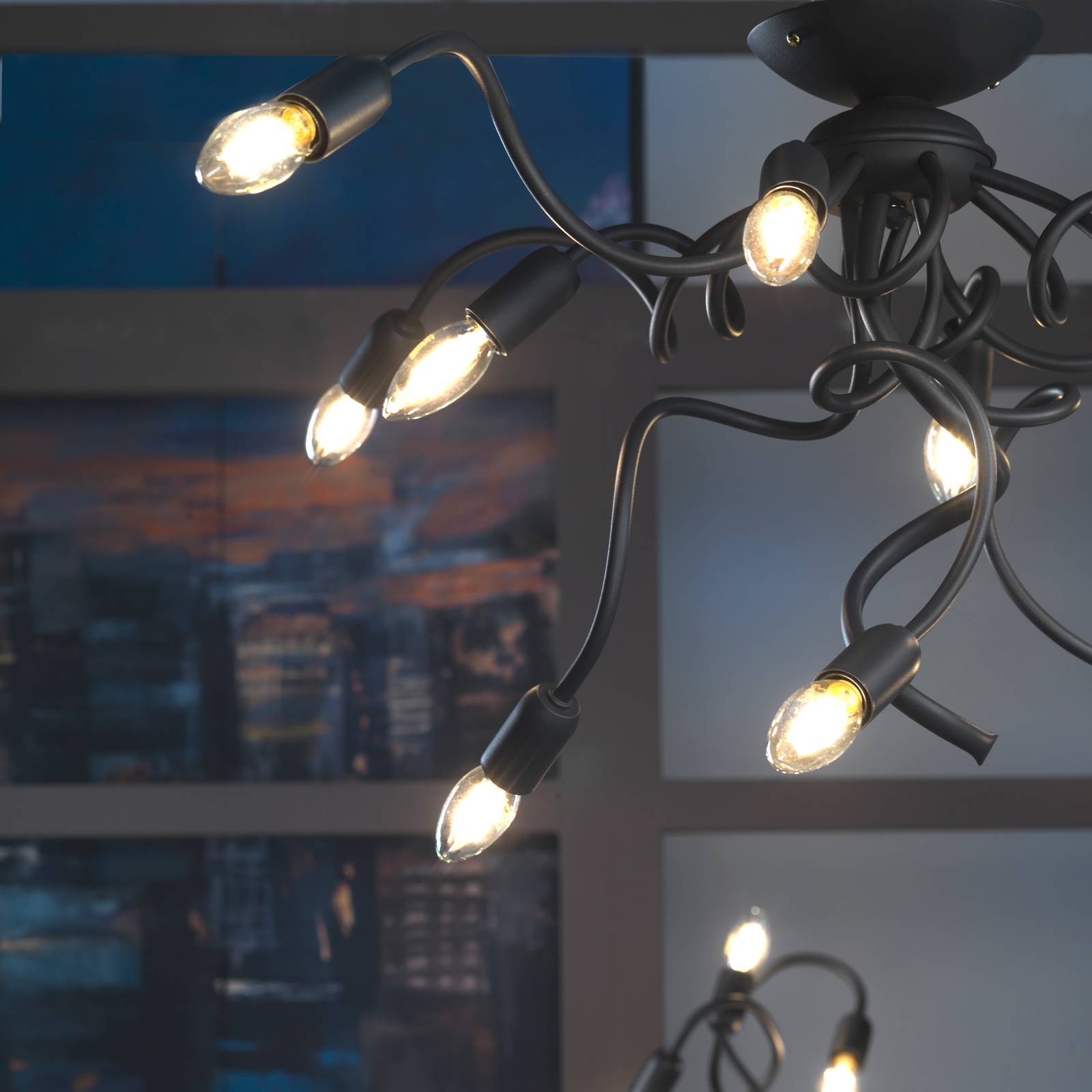 Taklampa Sebastian, 1 lampa, mörkgrå