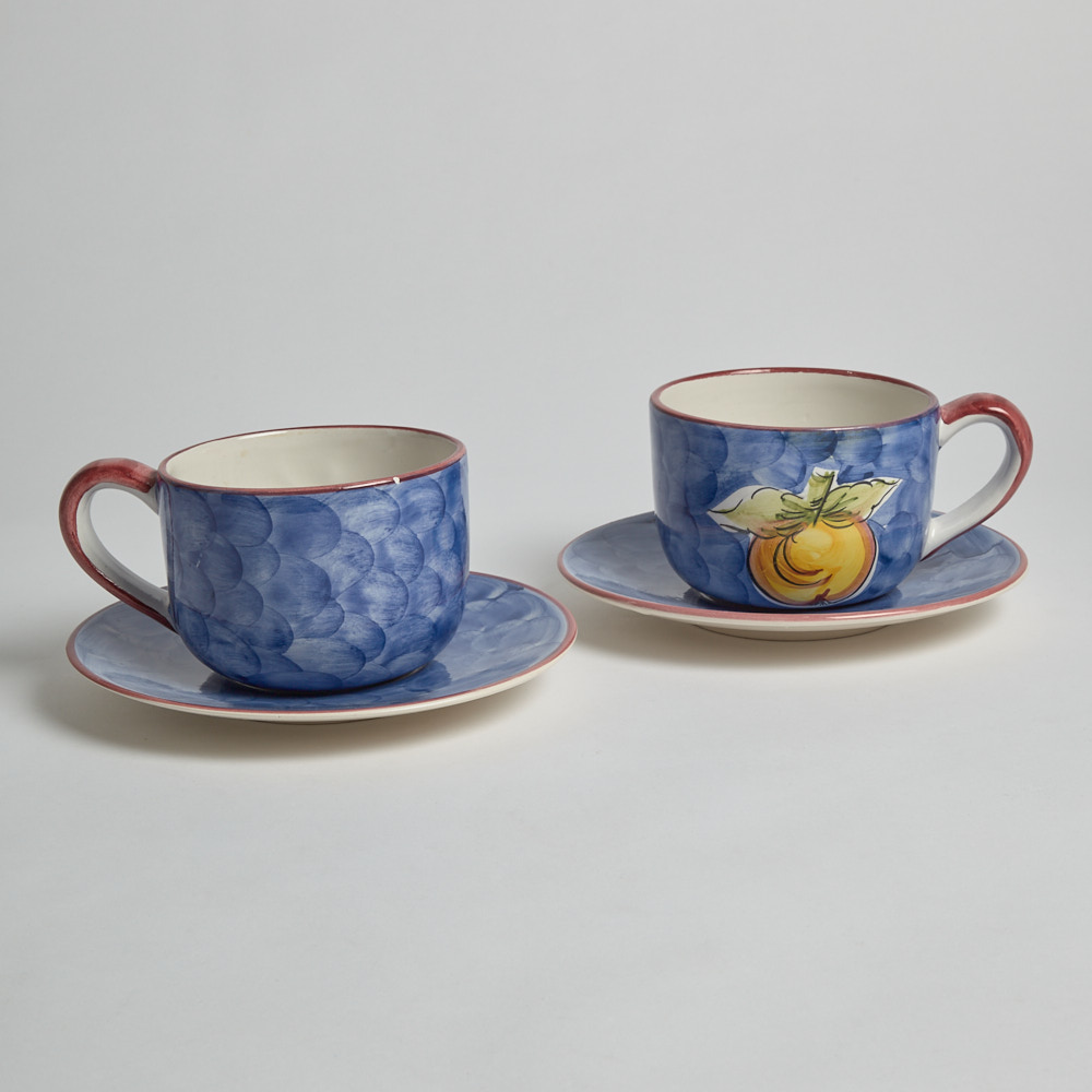 Vintage - SÅLD Handmålade Frukostkoppar 2 st