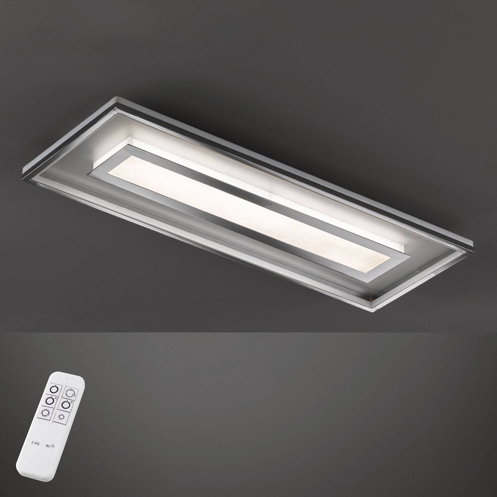 LED-taklampa Bug rektangulär 120 x 140 cm, krom