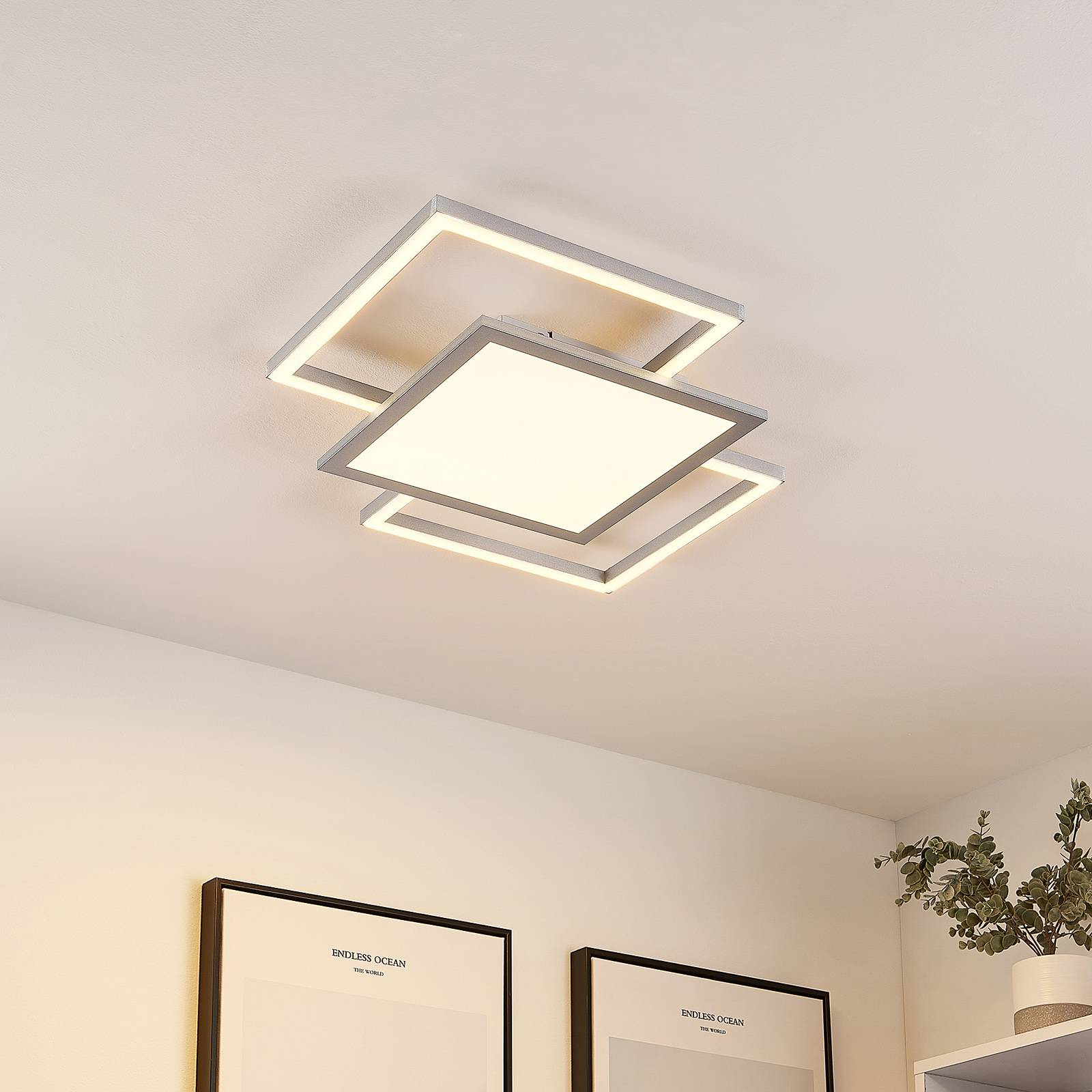 Lucande Ciaran LED-taklampa, kvadrat