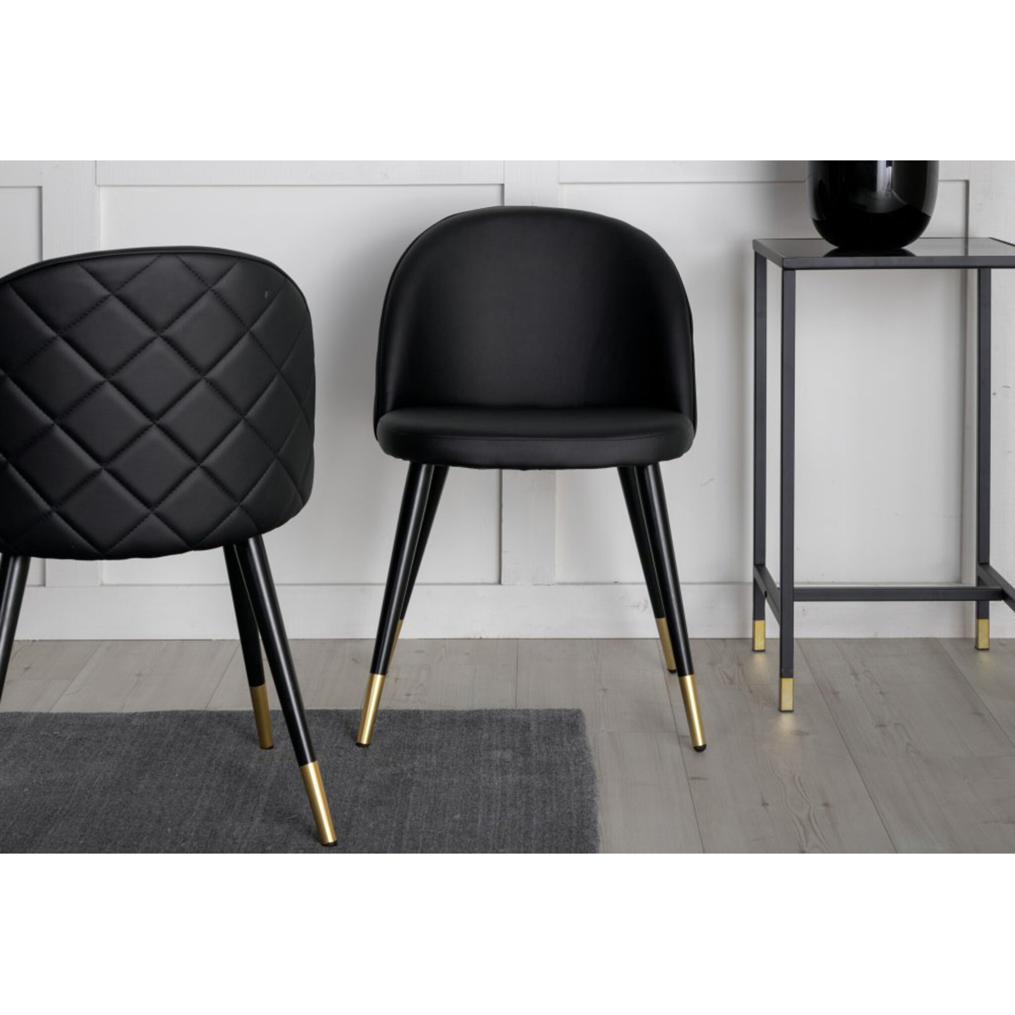 Matstol Velvet, 2-pack, svart/mässing