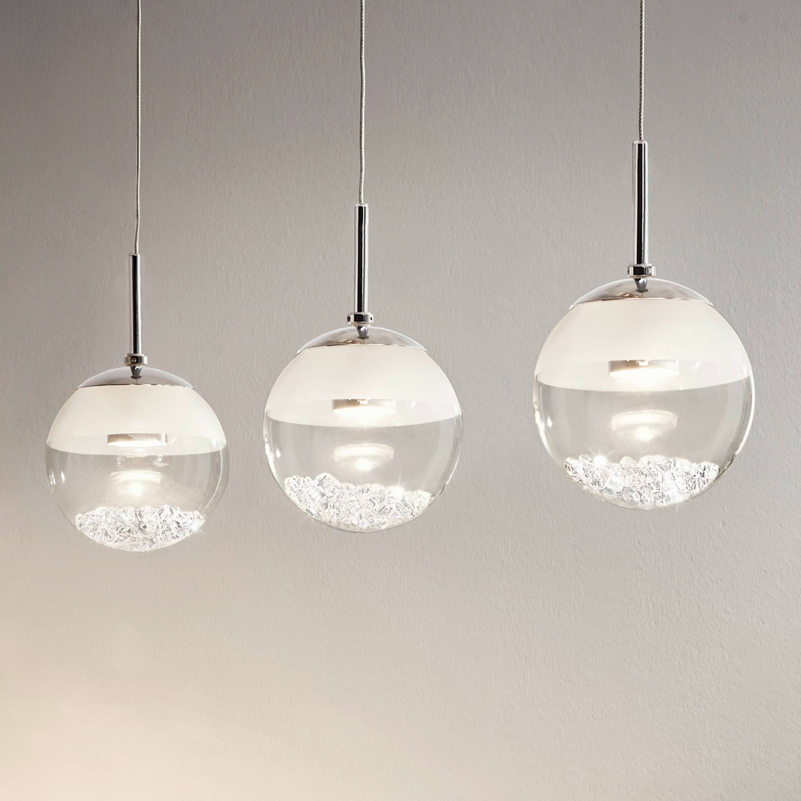 Avlång LED-taklampa Montefio m. kristall