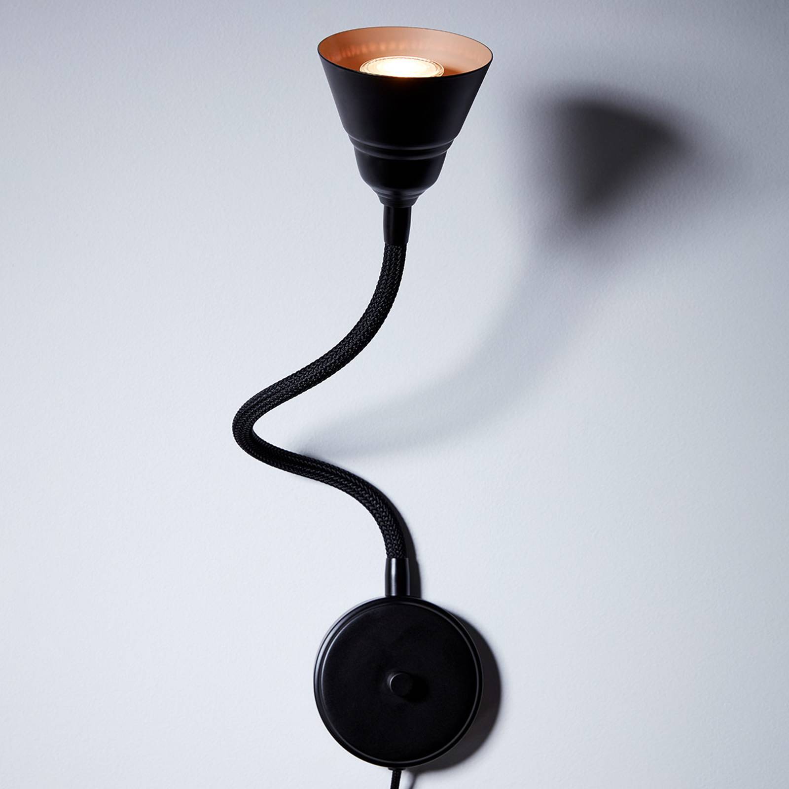 LED-vägglampa Relief med dimmer, svart