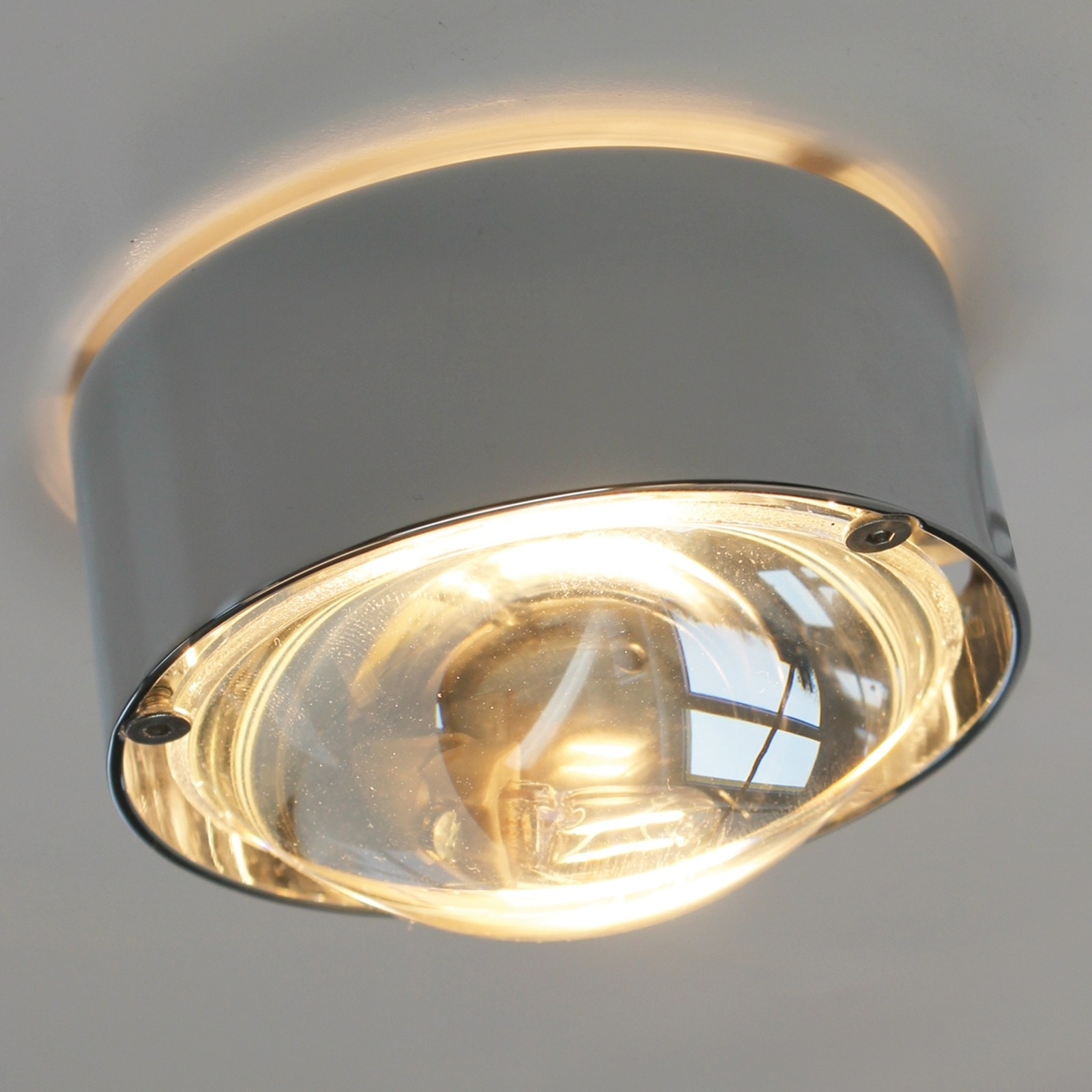 Liten vägglampa PUK ONE, matt krom