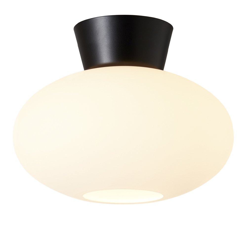 BELID - Bullo Taklampa Plafond 27 cm Matt Svart/Opal Glas