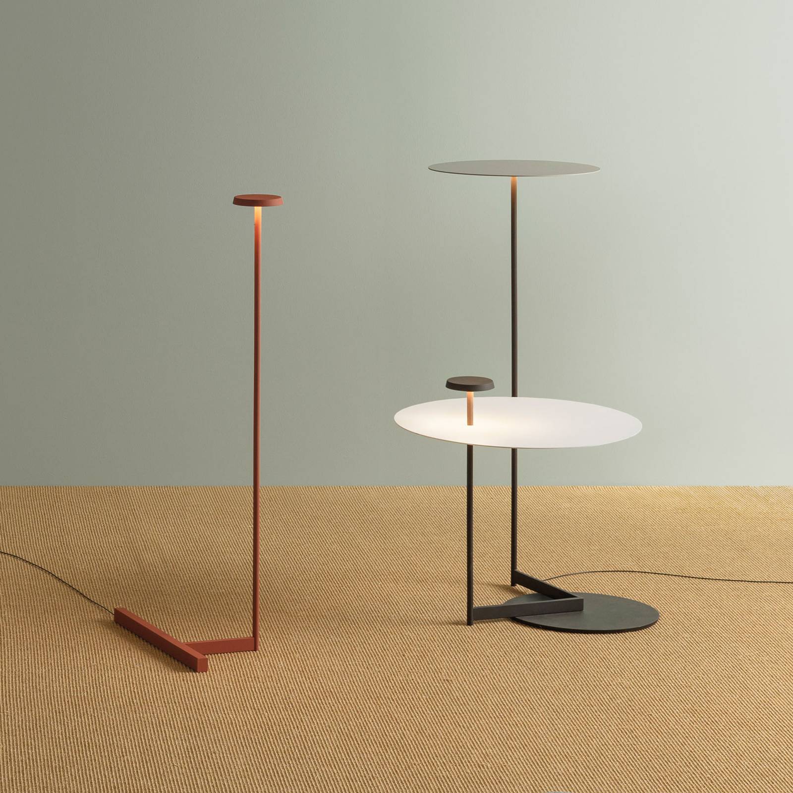 Vibia Flat LED-golvlampa 90 cm grå L1, dimbar