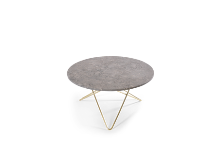 O Table Matbord Mässing/Grå Marmor Ø100