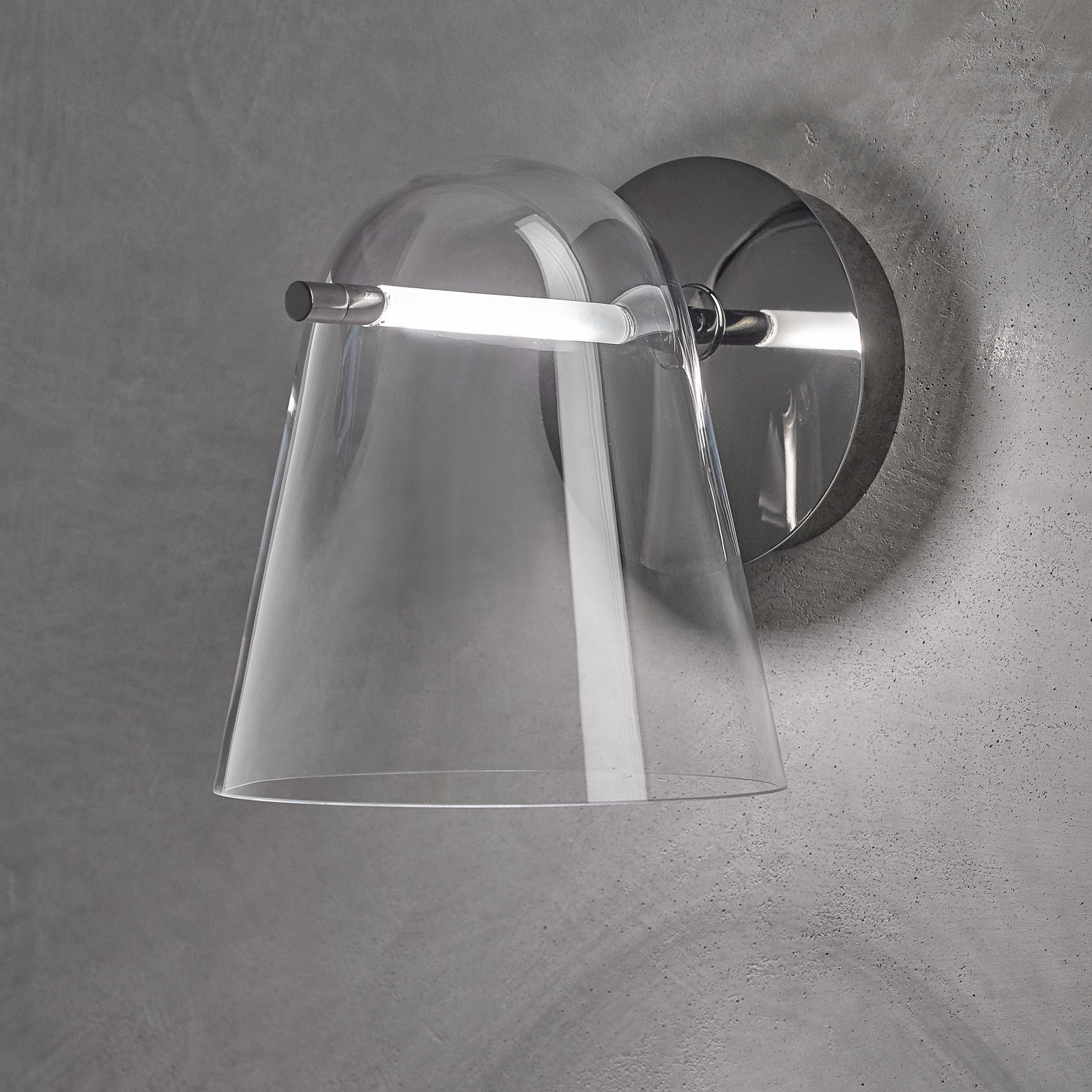 Prandina Sino W3 LED-vägglampa klar/svart krom