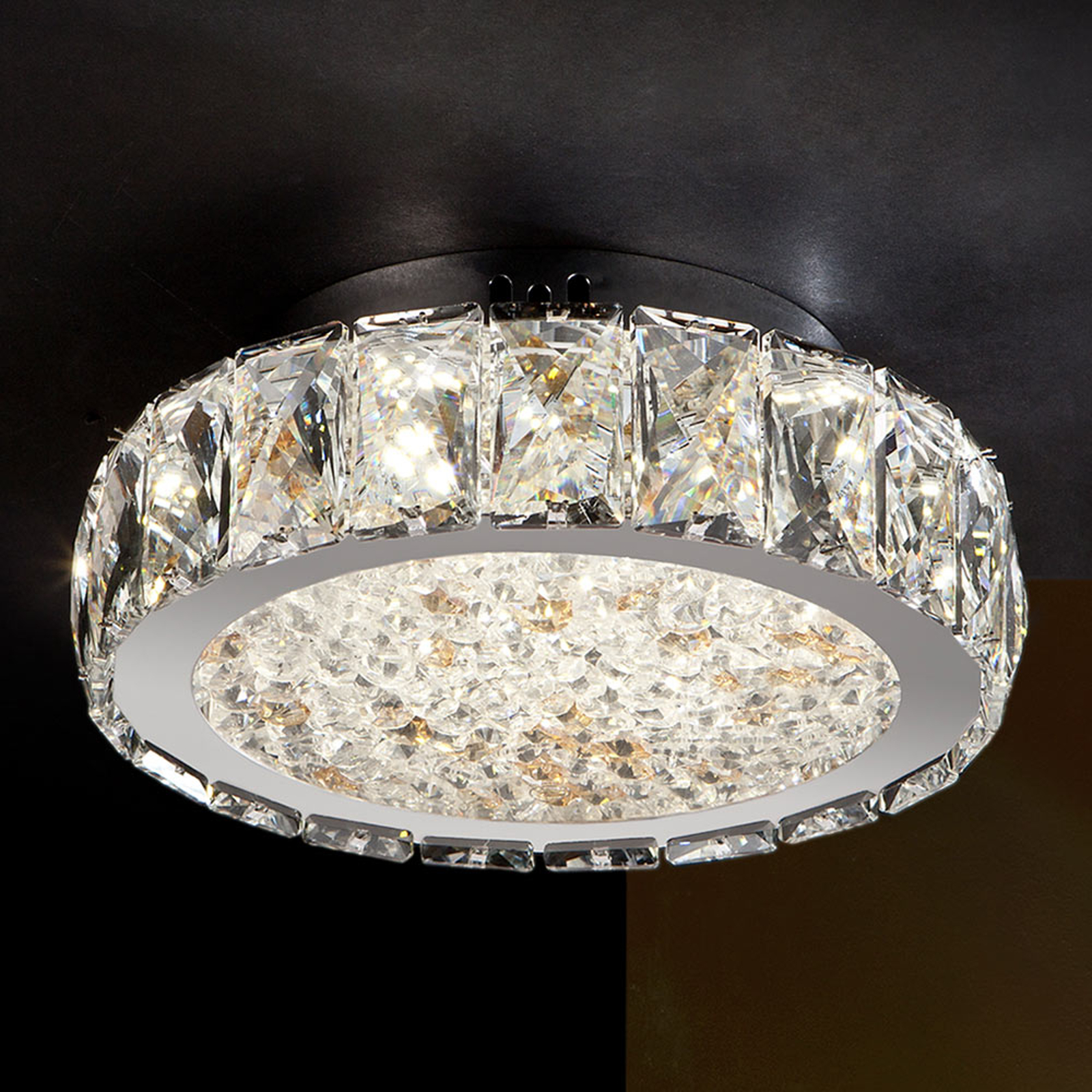 Dana - LED-taklampa med glaskristaller