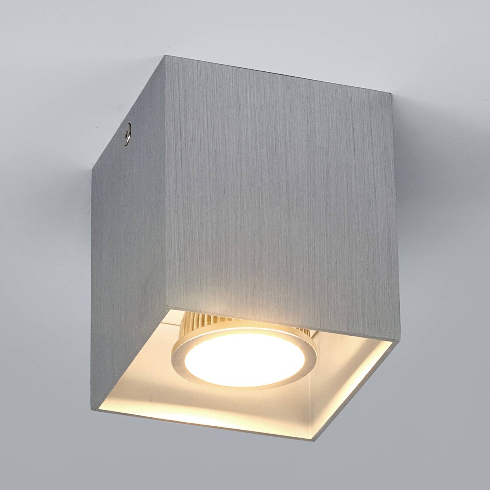 Aluminiumfärgad påbyggnadstaklampa Carson, kantig