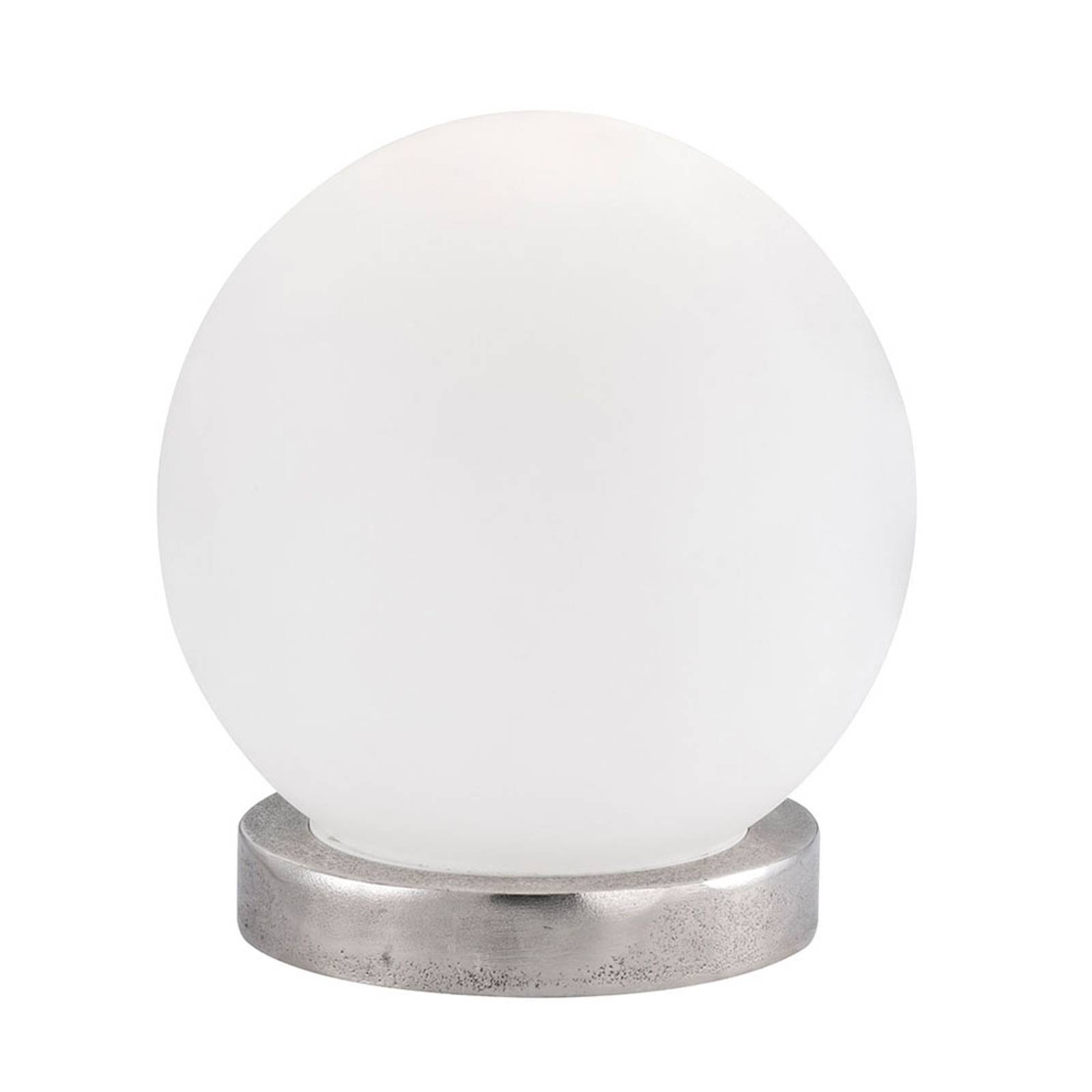 Bordslampa Antony opal kula, nickel fot, Ø25 cm