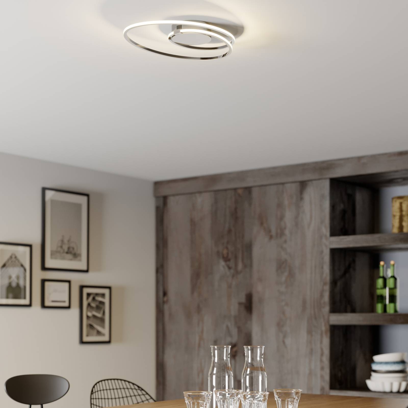 Lindby Xenias LED-taklampa, krom, 49 x 30 cm