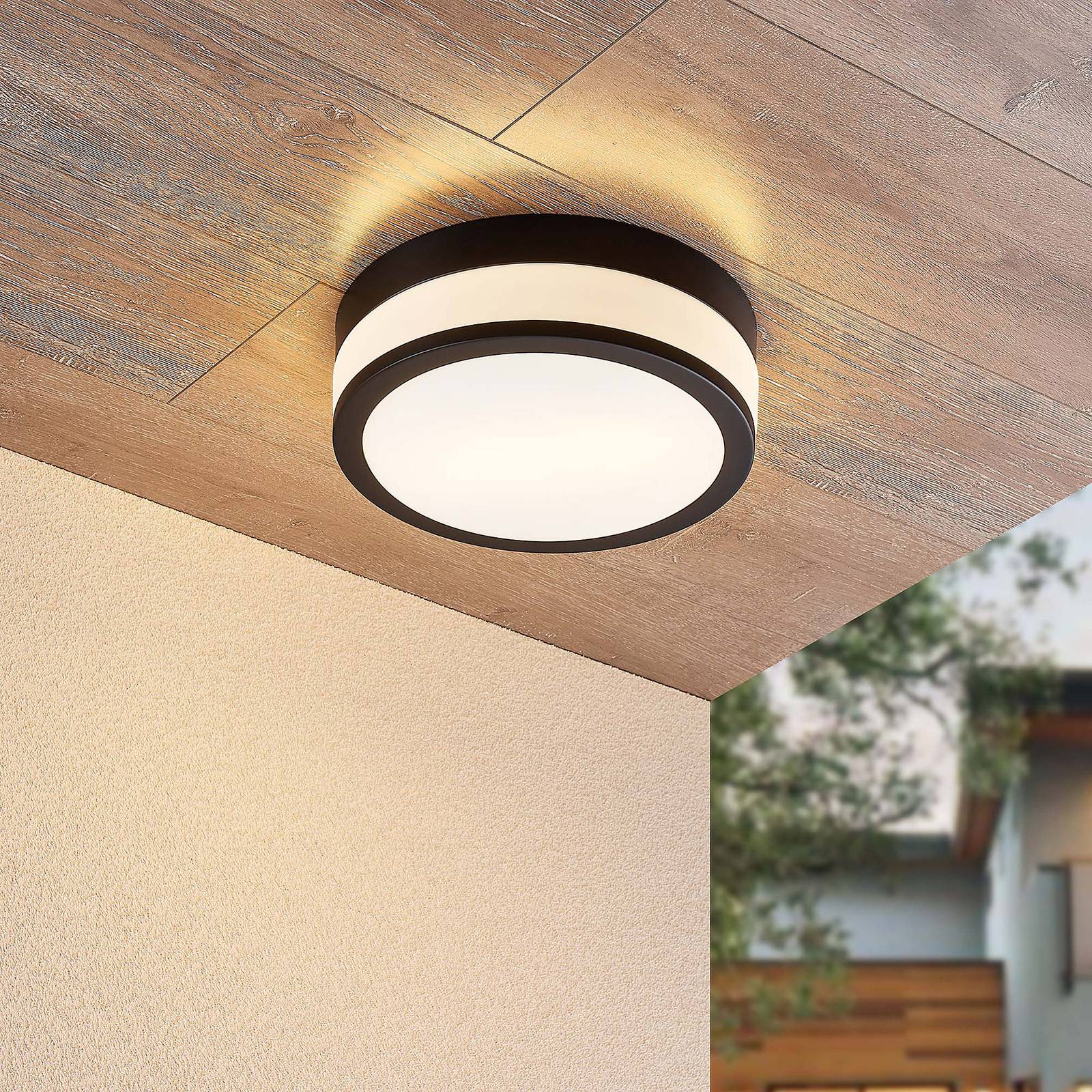 Lindby Flavi badtaklampa, Ø 28 cm, svart