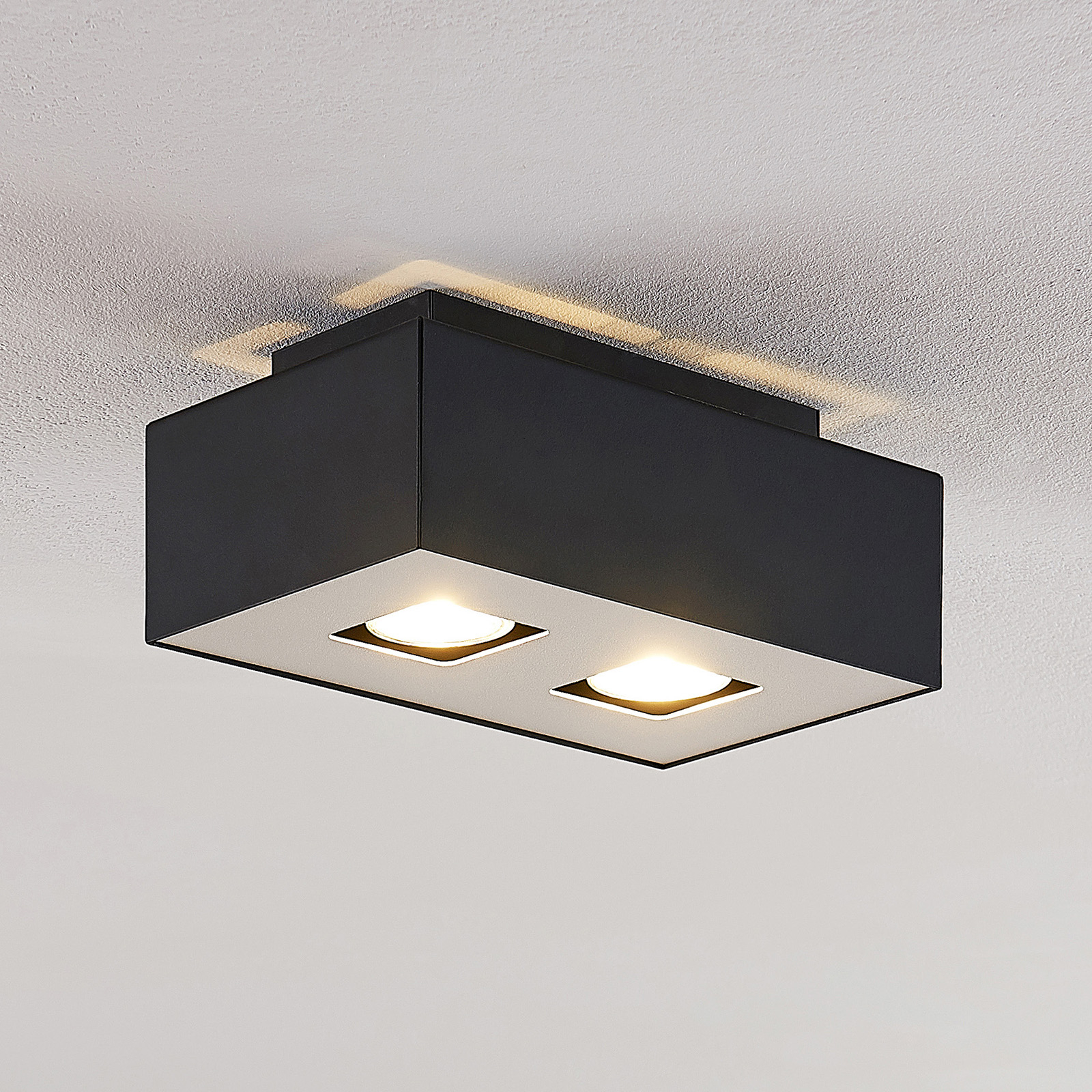 Lindby Kasi taklampa, svart 2 lampa, 24 x 14 cm
