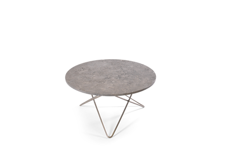 O Table Matbord Rostfritt Stål/Grå Marmor Ø100