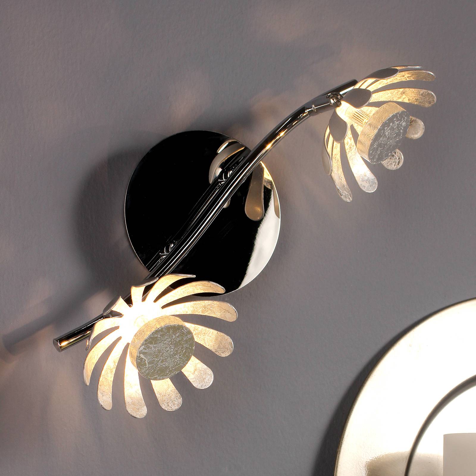 LED-vägglampa Bloom 2 lampor silver