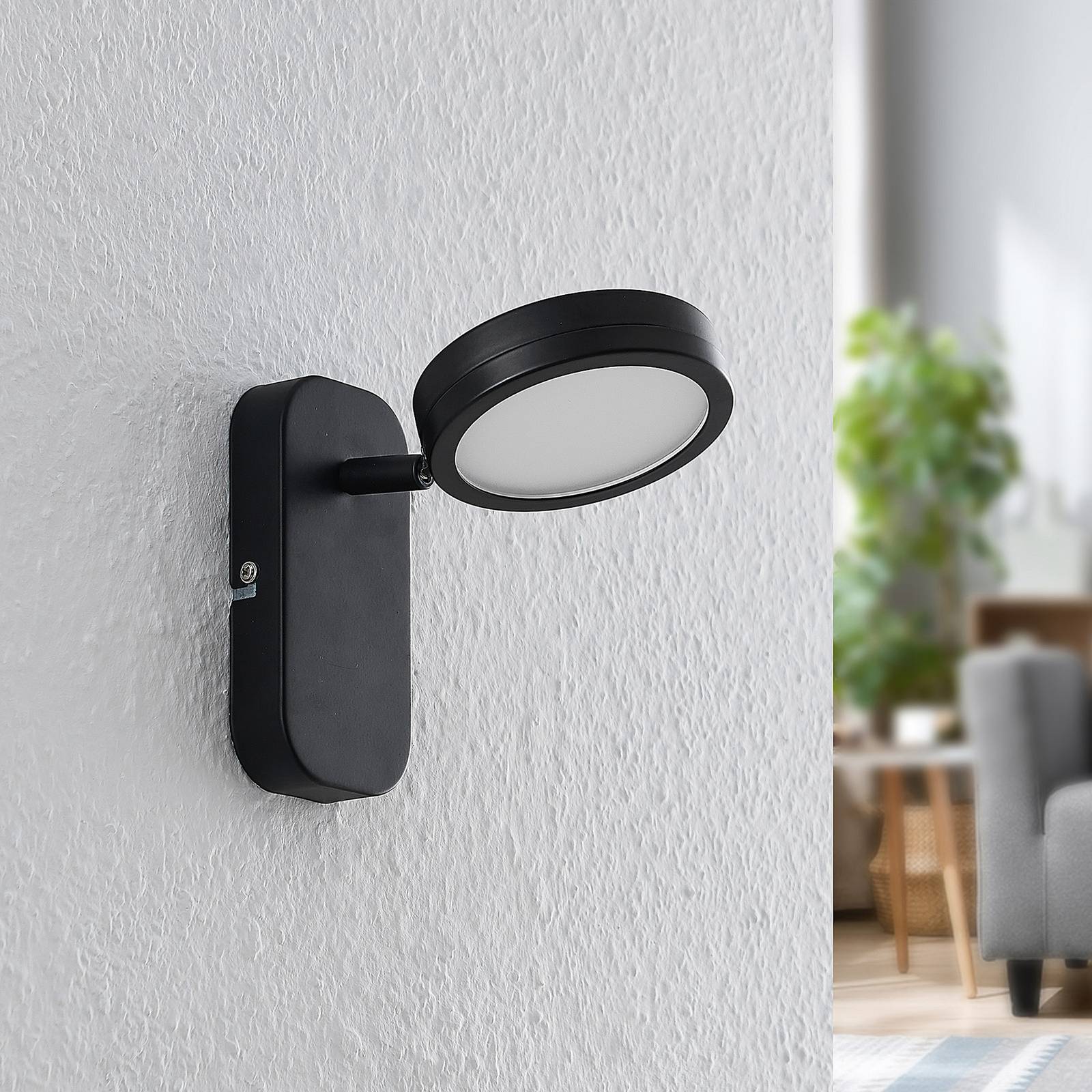 Lindby Vesim LED-spotlight, svart, 1 lampa