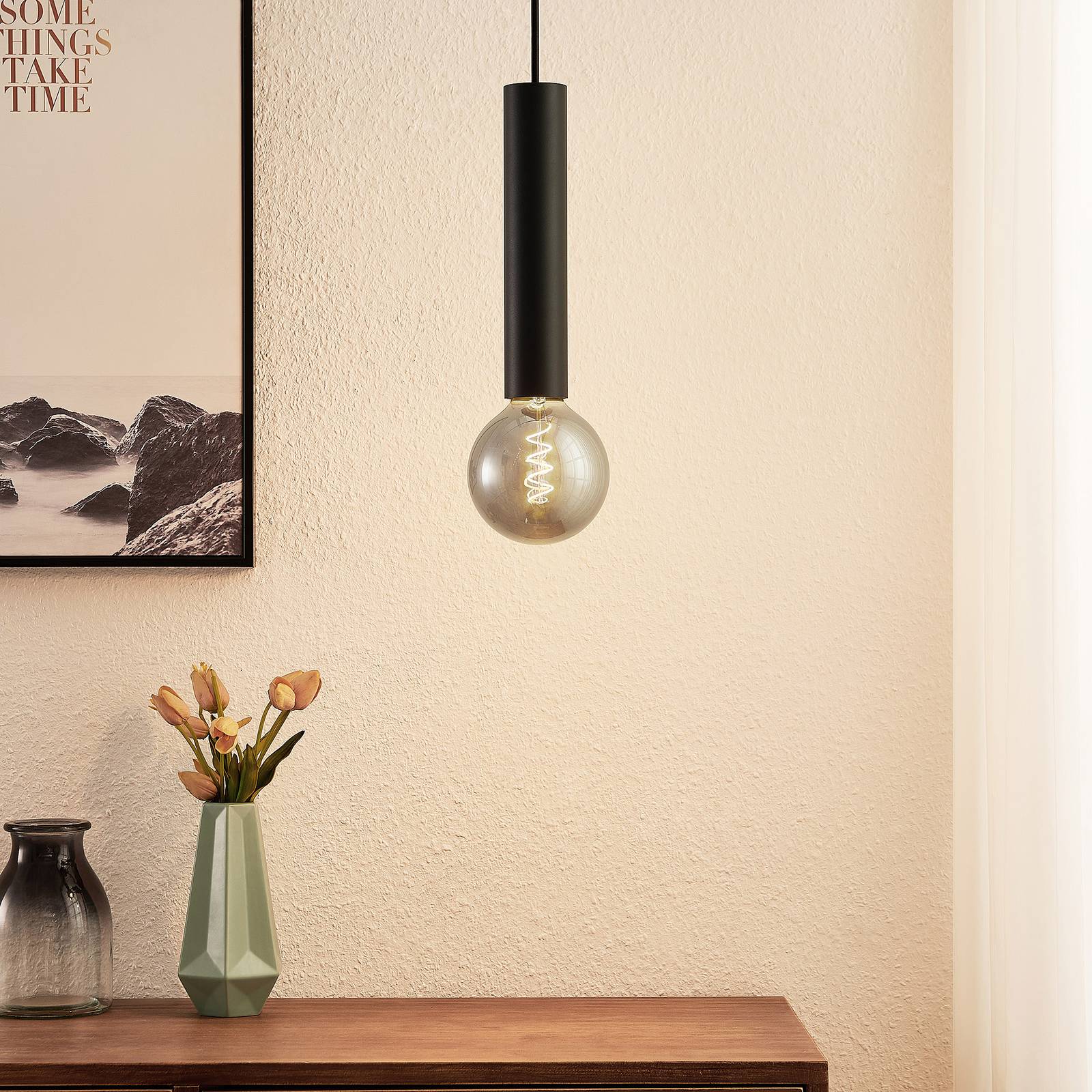 Arcchio Padilum hänglampa, höjd 27 cm, svart