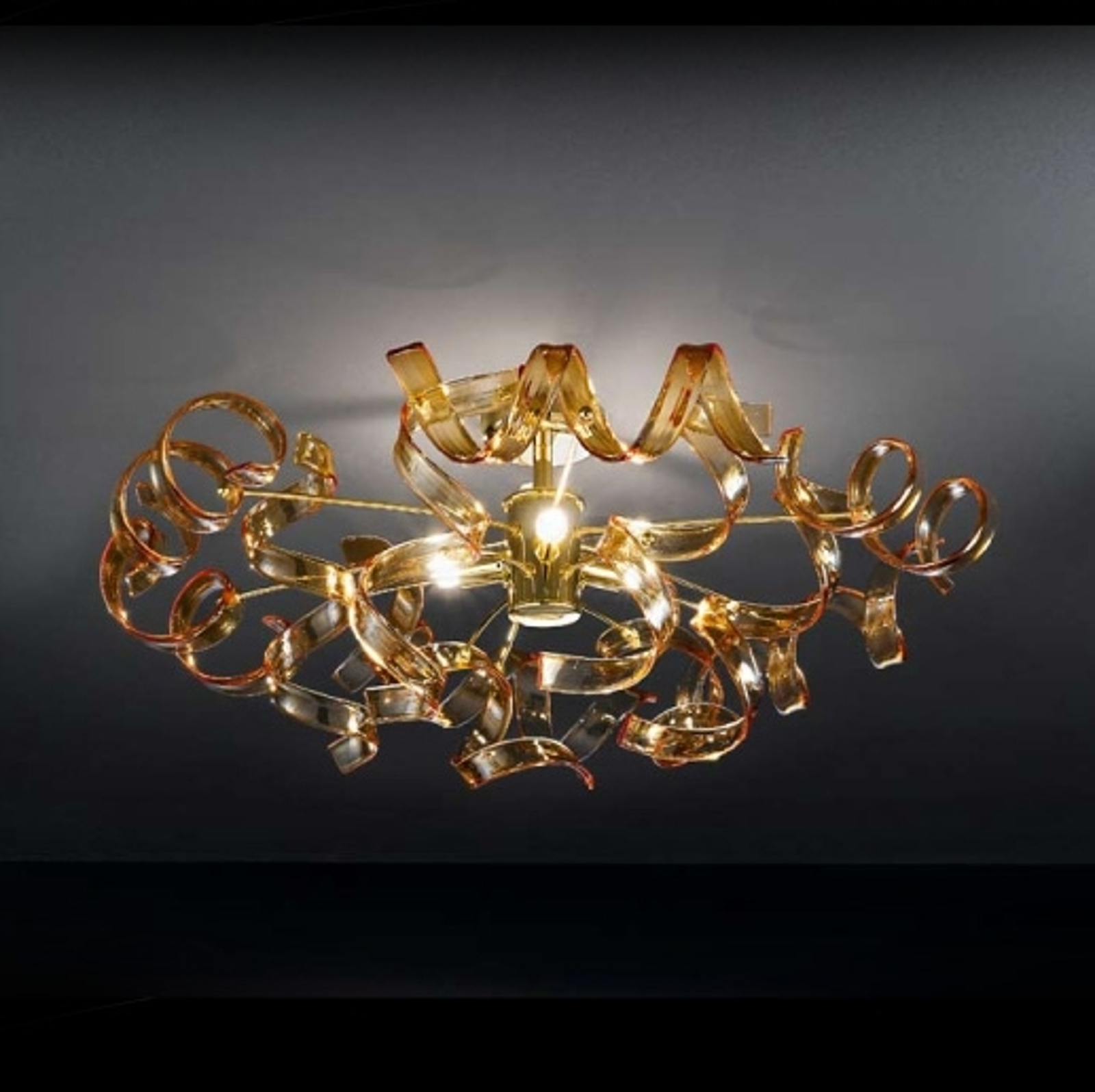 Bärnstensfärgad plafondlampa AMBER 60 cm Ø