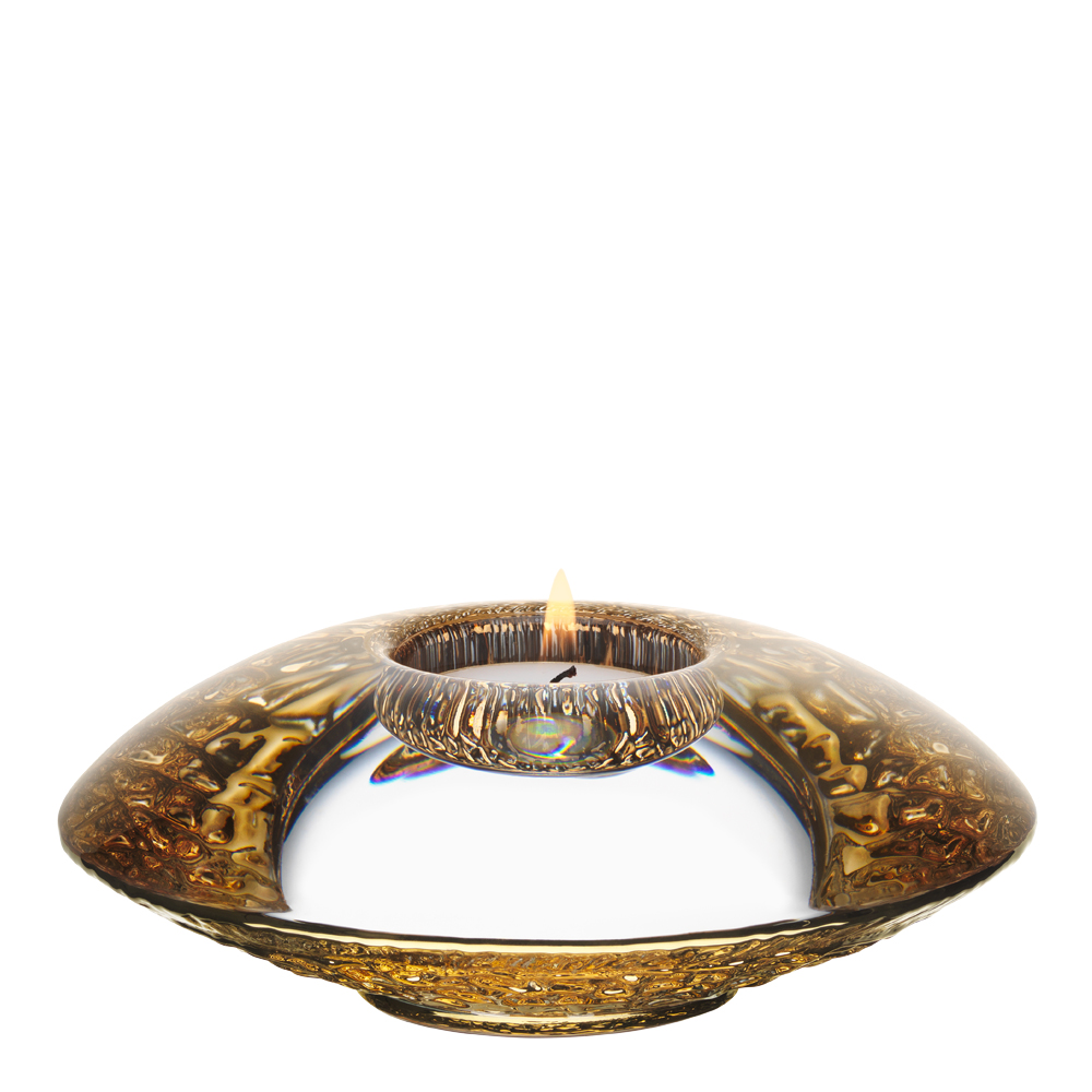 Orrefors - Discus Ljuslykta 14 cm Guld