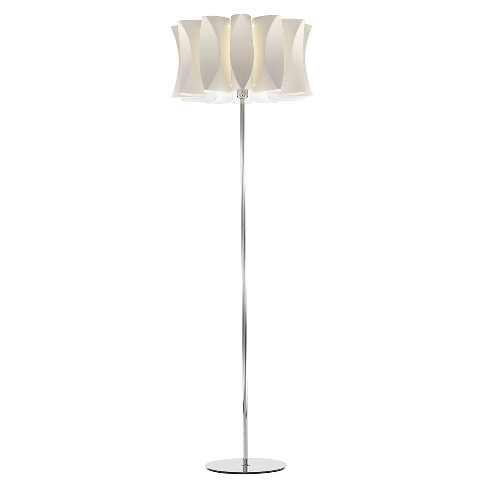 Golvlampa Virus i träoptik vit aska