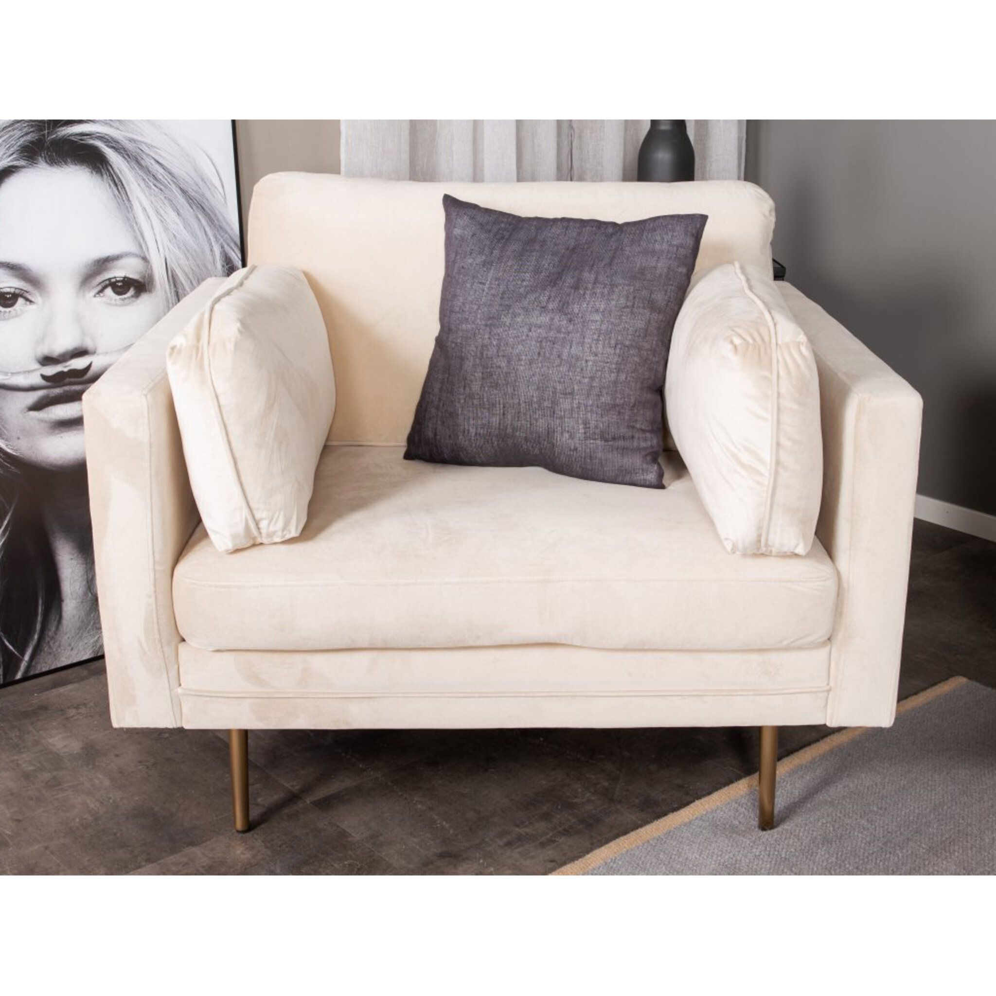 Fåtölj Boom, beige/creme sammet