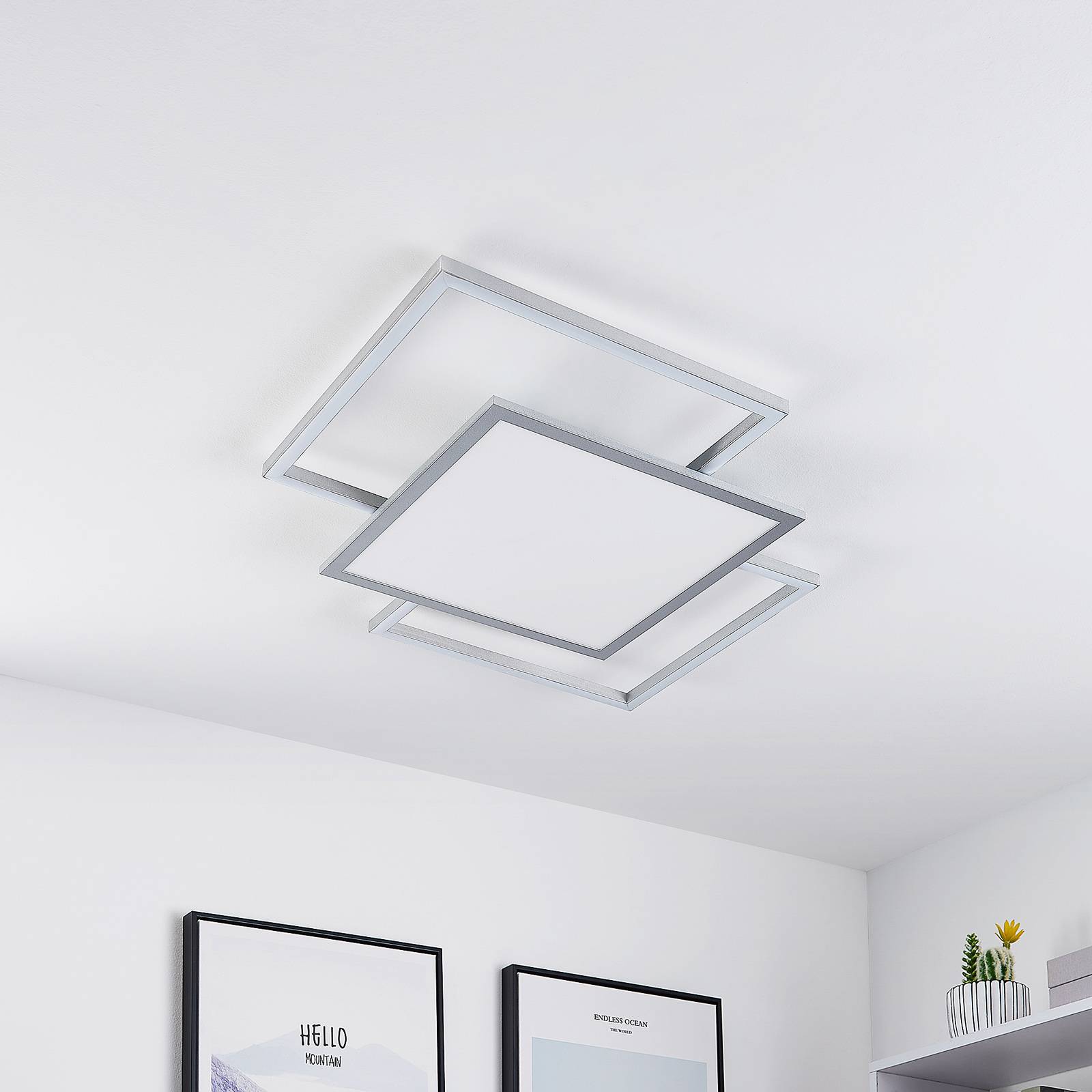 Lucande Ciaran LED-taklampa, kvadrat, CCT