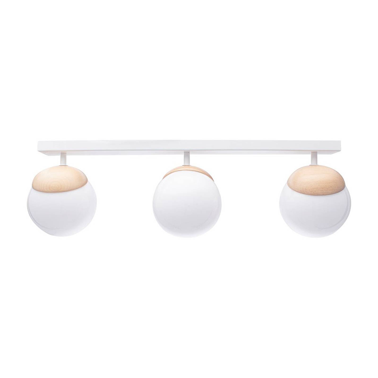 Taklampa Sfera 3 lampor direkt lång glas/trä