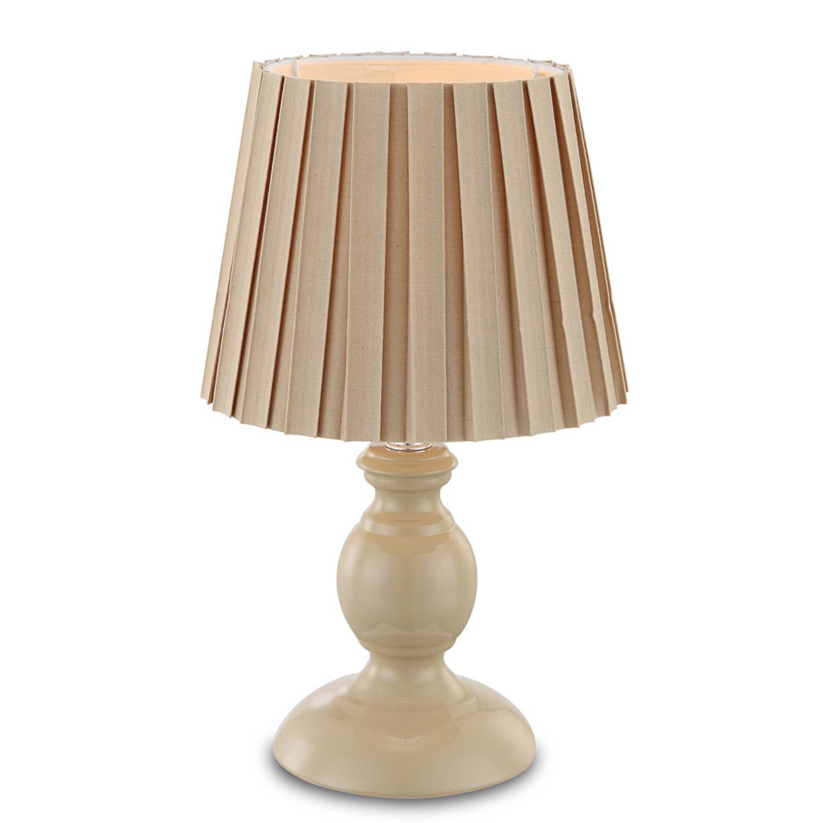 Plisse-bordslampa Jolanda, sand färg