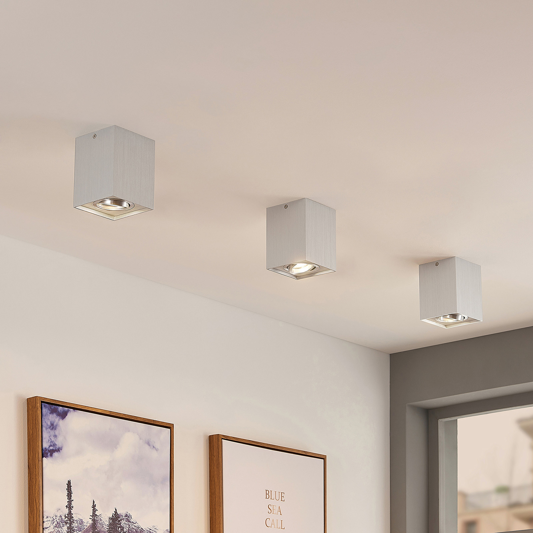 ELC Aleena downlight, justerbar, kantig, aluminium