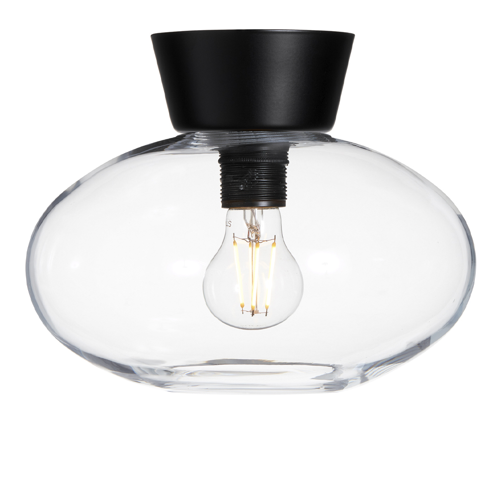 BELID - Bullo Taklampa Plafond 27 cm Matt Svart/Klar Glas
