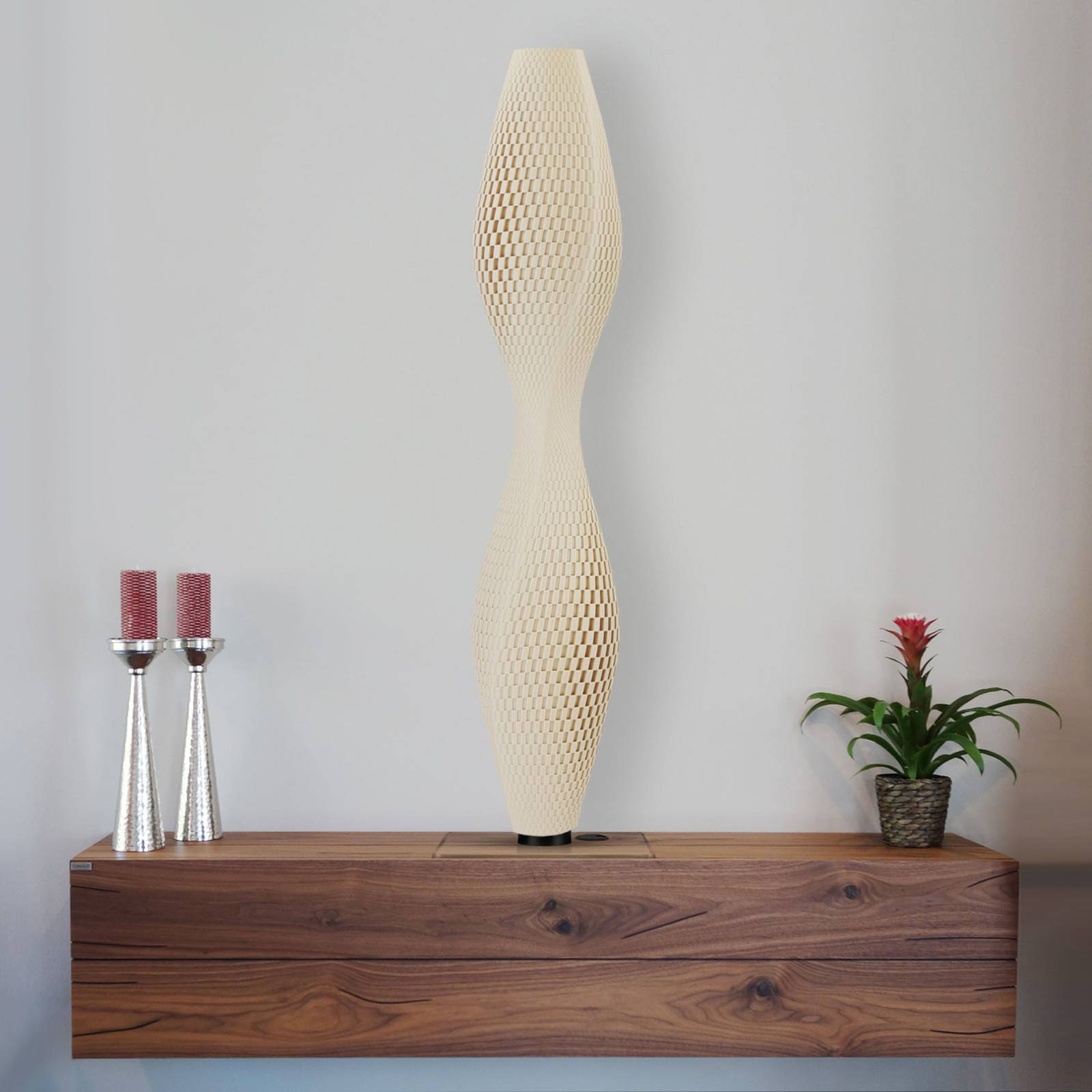 LED-golvlampa Flechtwerk Lava, 75 cm, beige