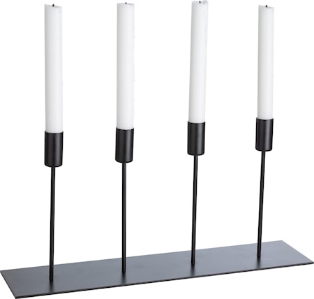 Ljusstake 4 Ljus Svart Metall