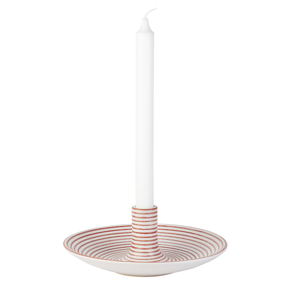 Paradisverkstaden - Linje Ljusfat 20 cm Vit/Röd