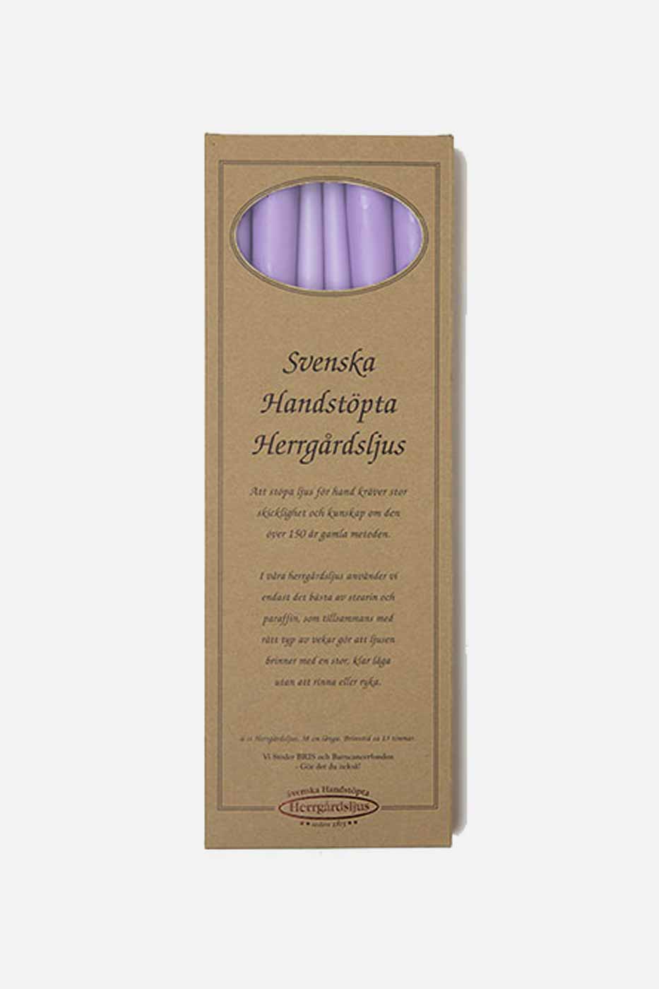 Ljus Herrgård 38 cm 6-pack lavendel
