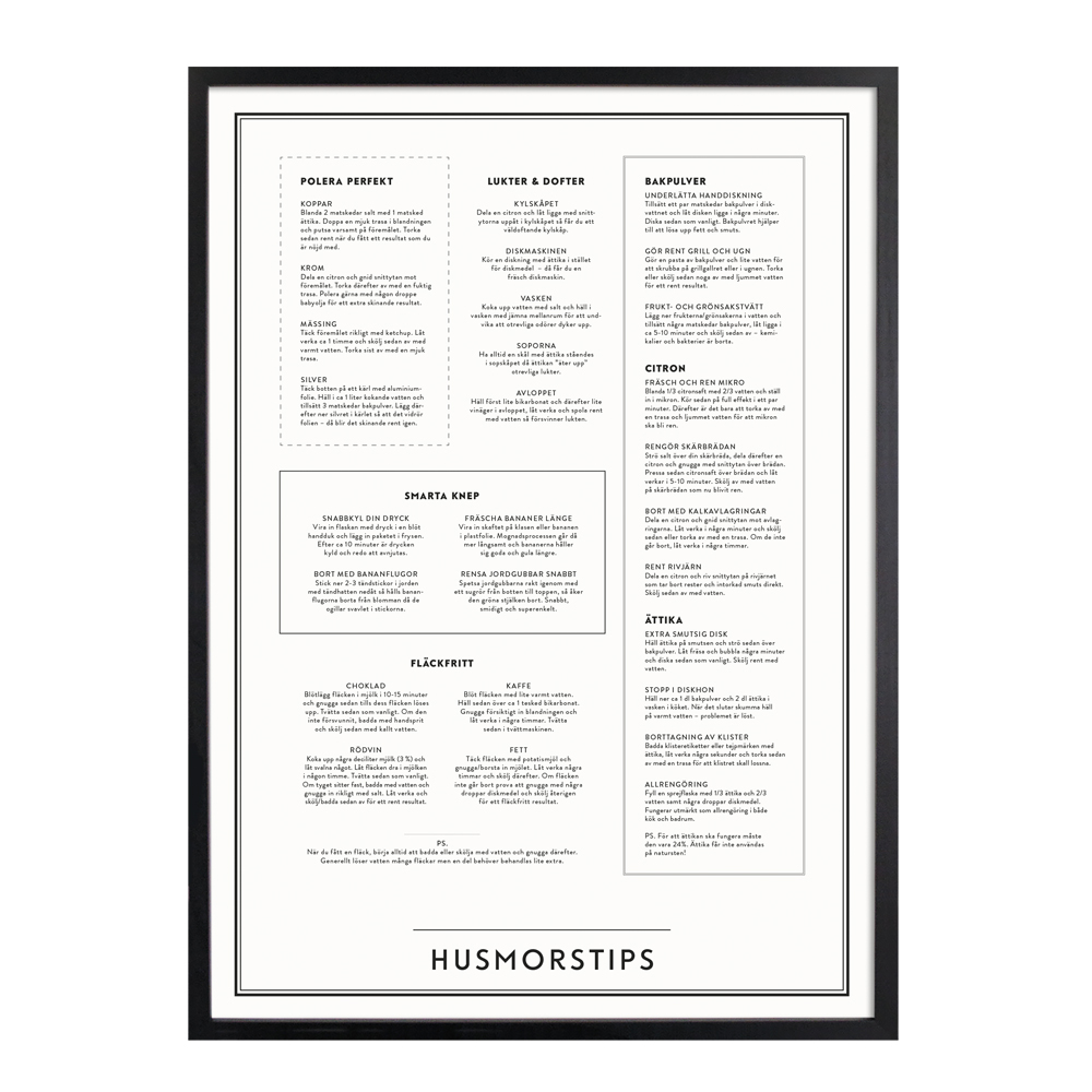 Kunskapstavlan - Poster 30x40 cm Husmorstips